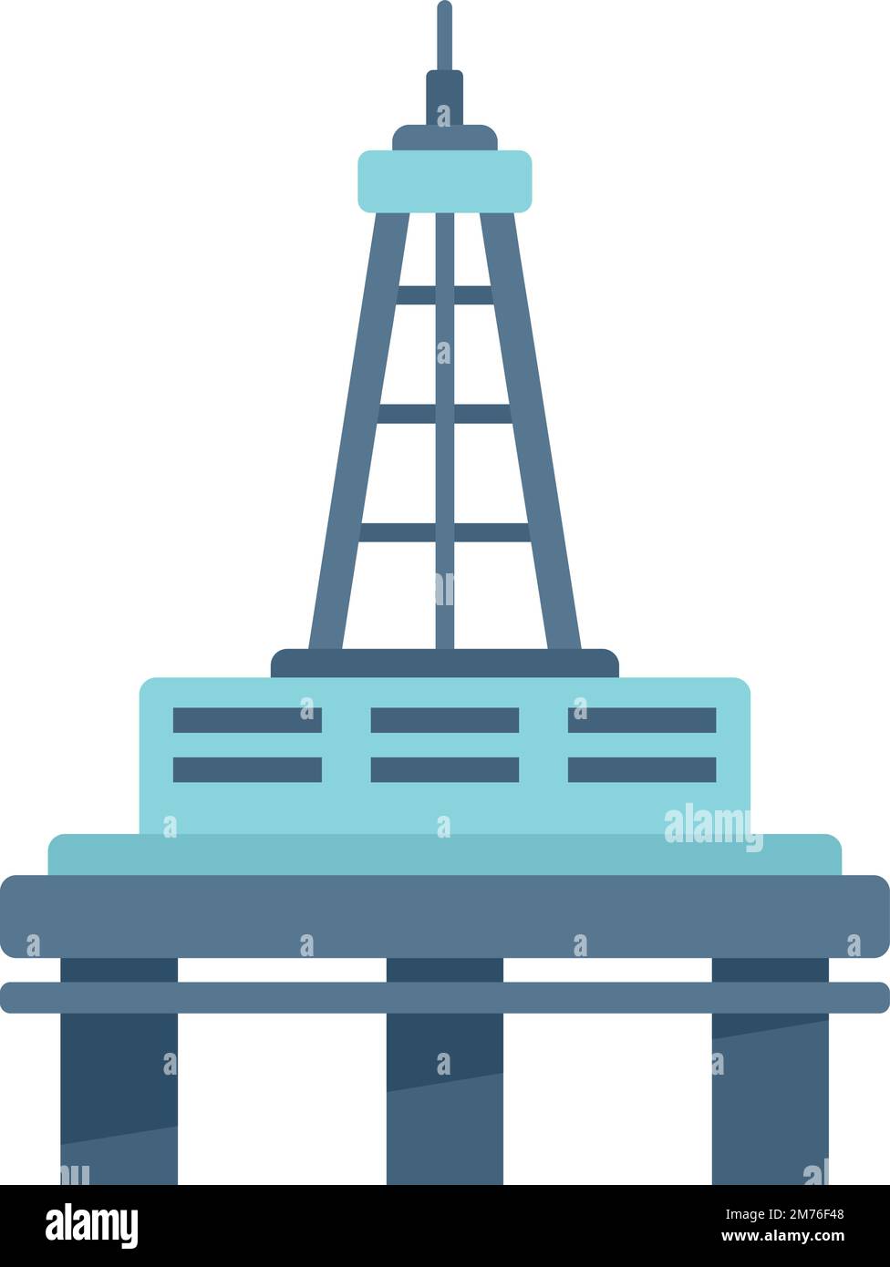 Industry energy rig icon flat vector. Oil sea. Gas drilling isolated ...