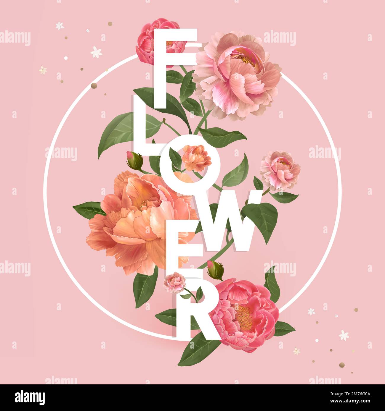 The word flower on a round frame vector Stock Vector Image & Art Alamy