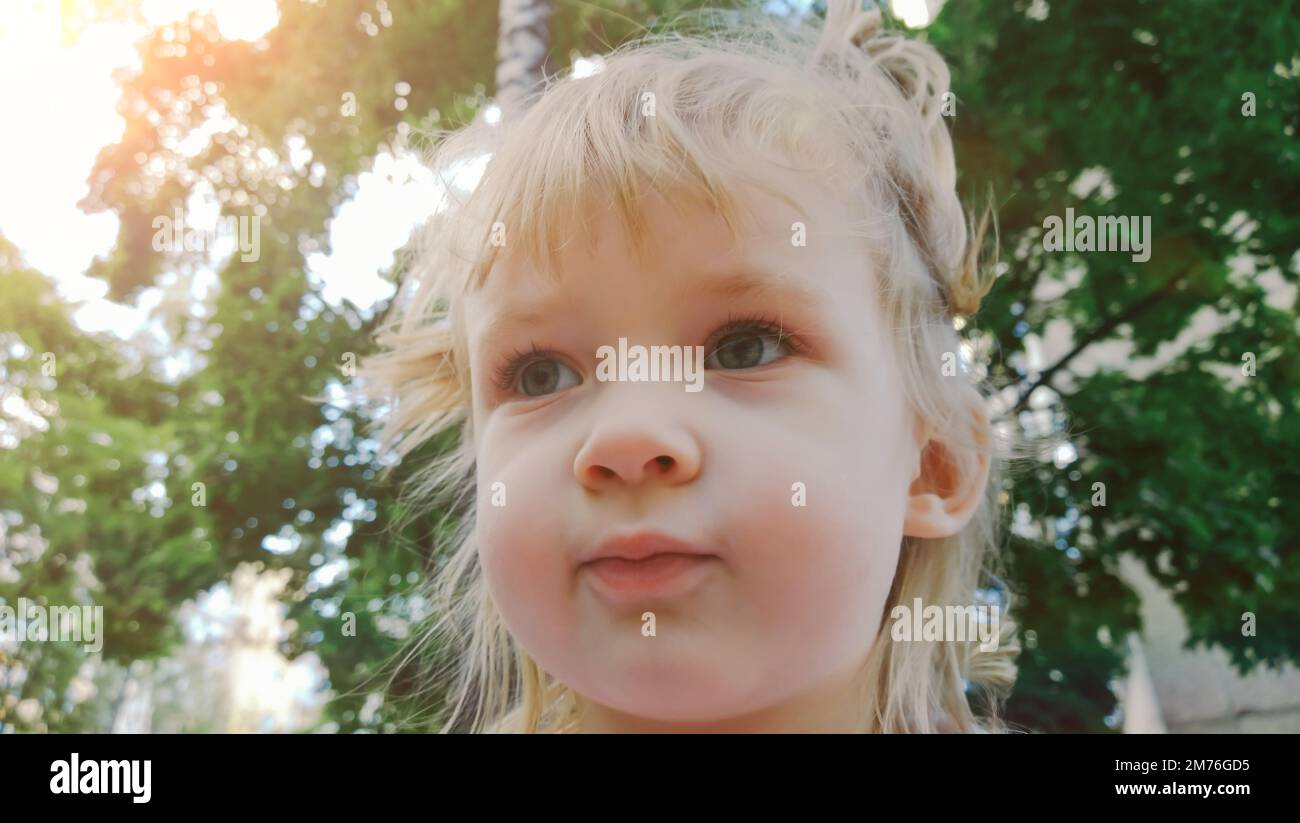 close up.portrait of a happy little girl Stock Photo - Alamy