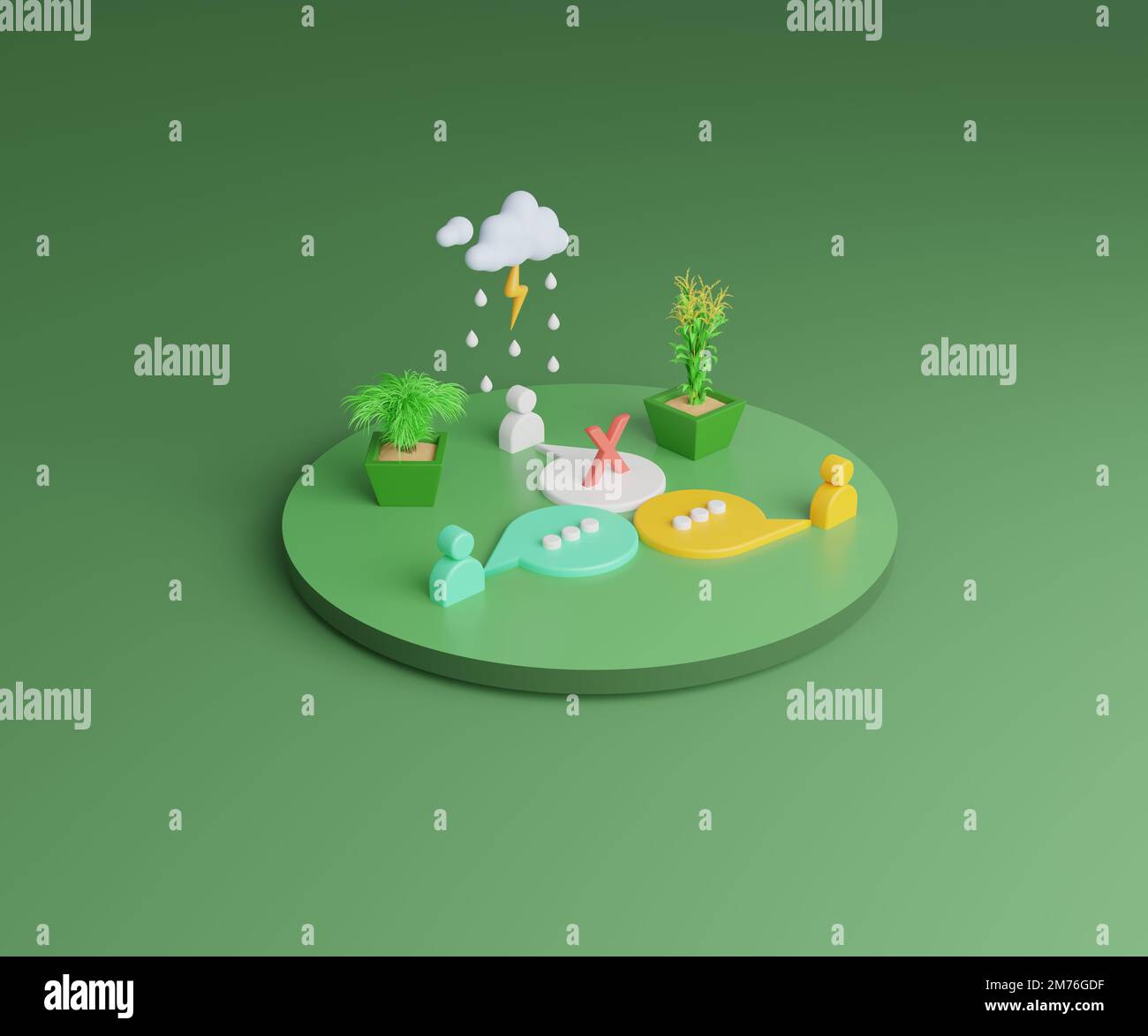 Group Chat status with discoonect concept 3d message illustration on podium. Stock Photo