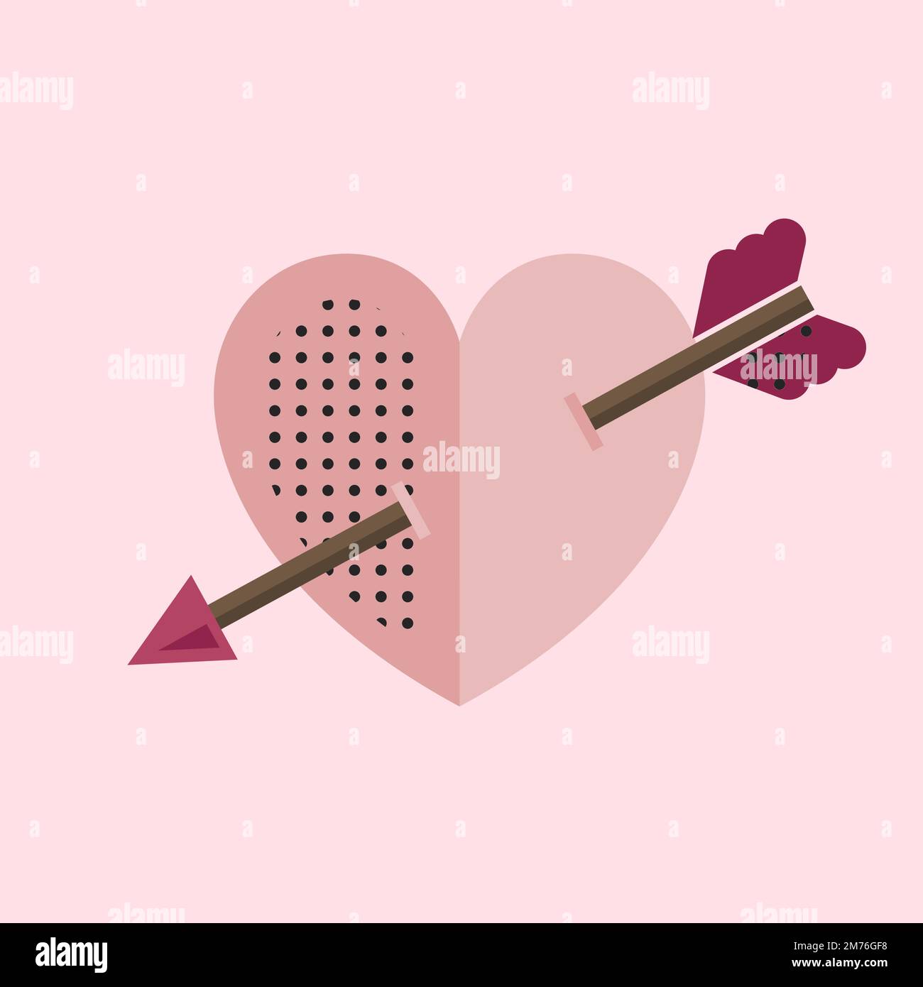 Pink heart with a cupid arrow vector Stock Vector Image & Art - Alamy