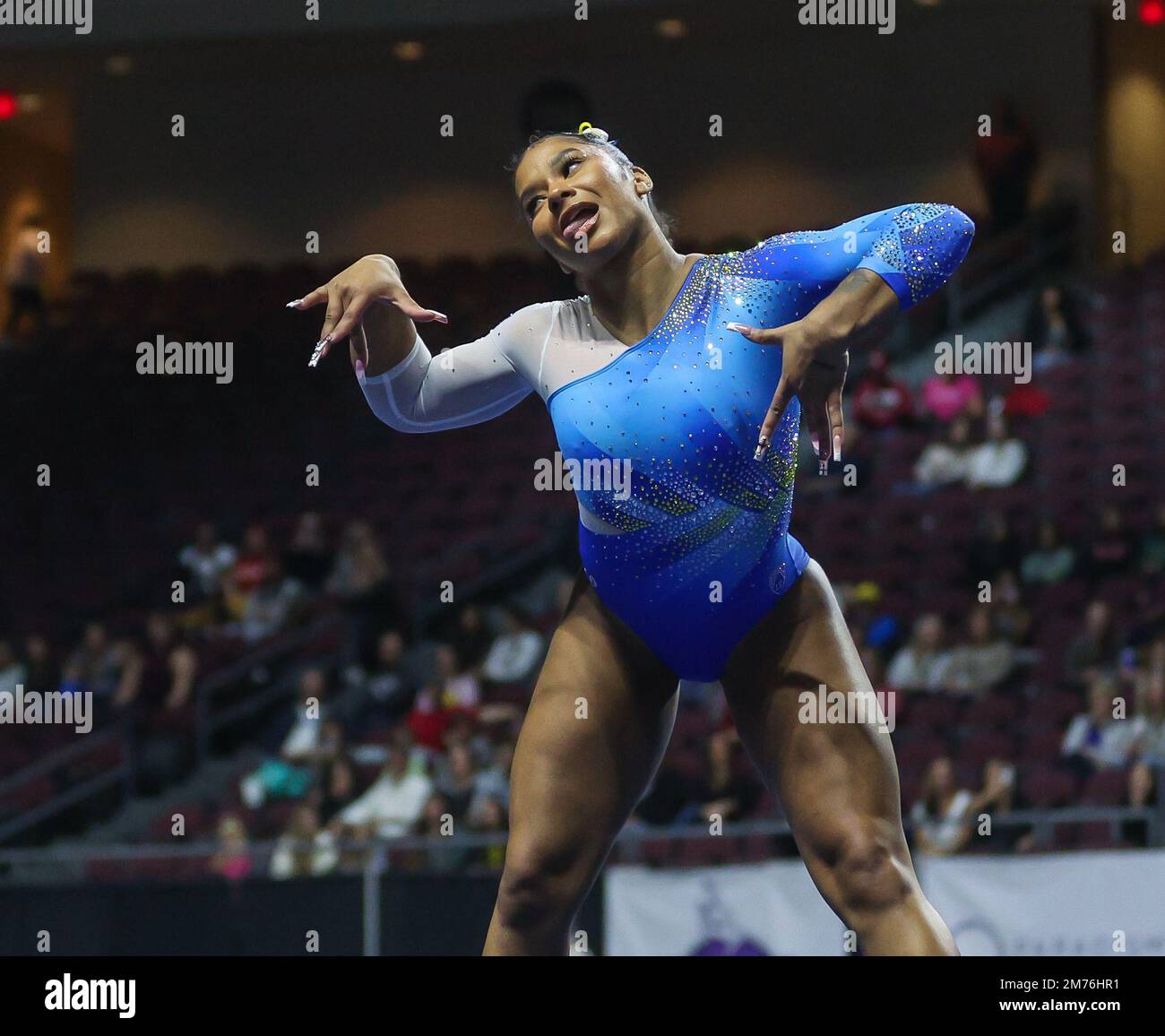 Las Vegas, NV, USA. 7th Jan, 2023. UCLA's Jordan Chiles performs her ...