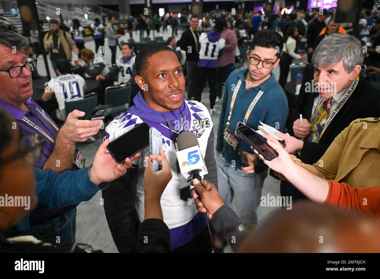 TCU Horned Frogs running back Emari Demercado (3) during National Championship Media Day on Saturday, Jan. 7, 2023 in Los Angeles. (Dylan Stewart/Imag Stock Photo