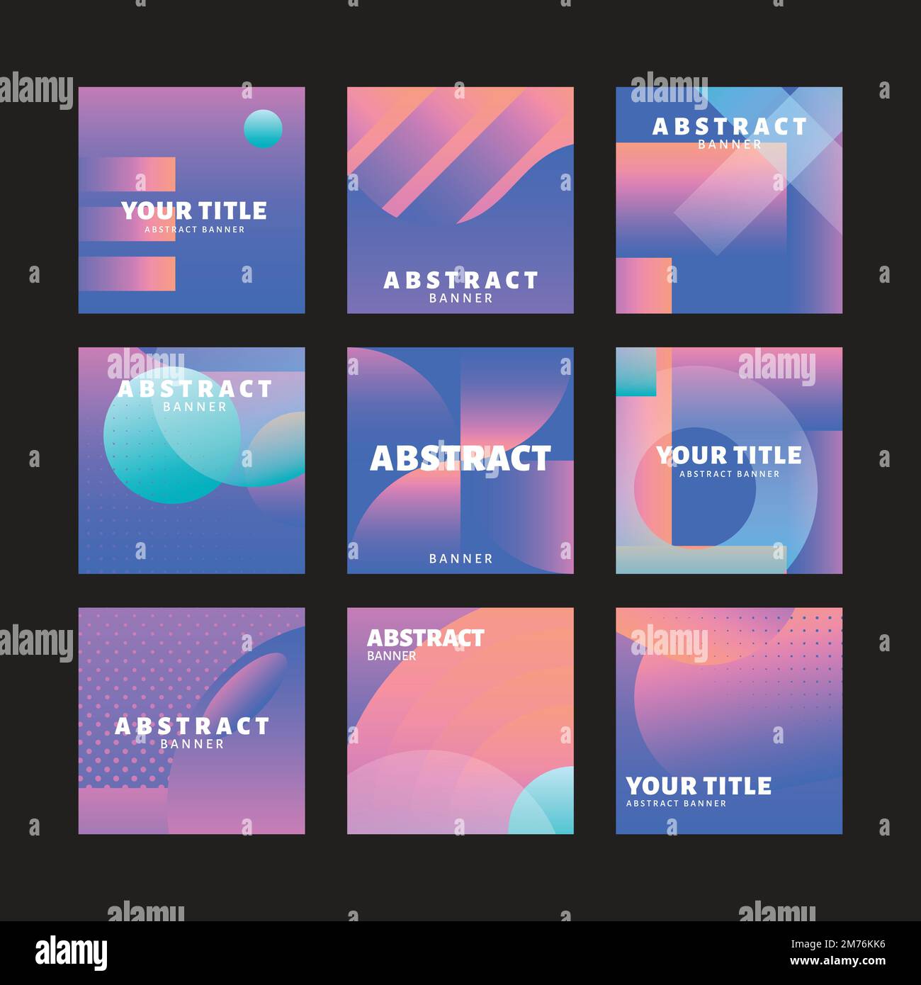 Bluish geometric abstract patterned banner vectors set Stock Vector