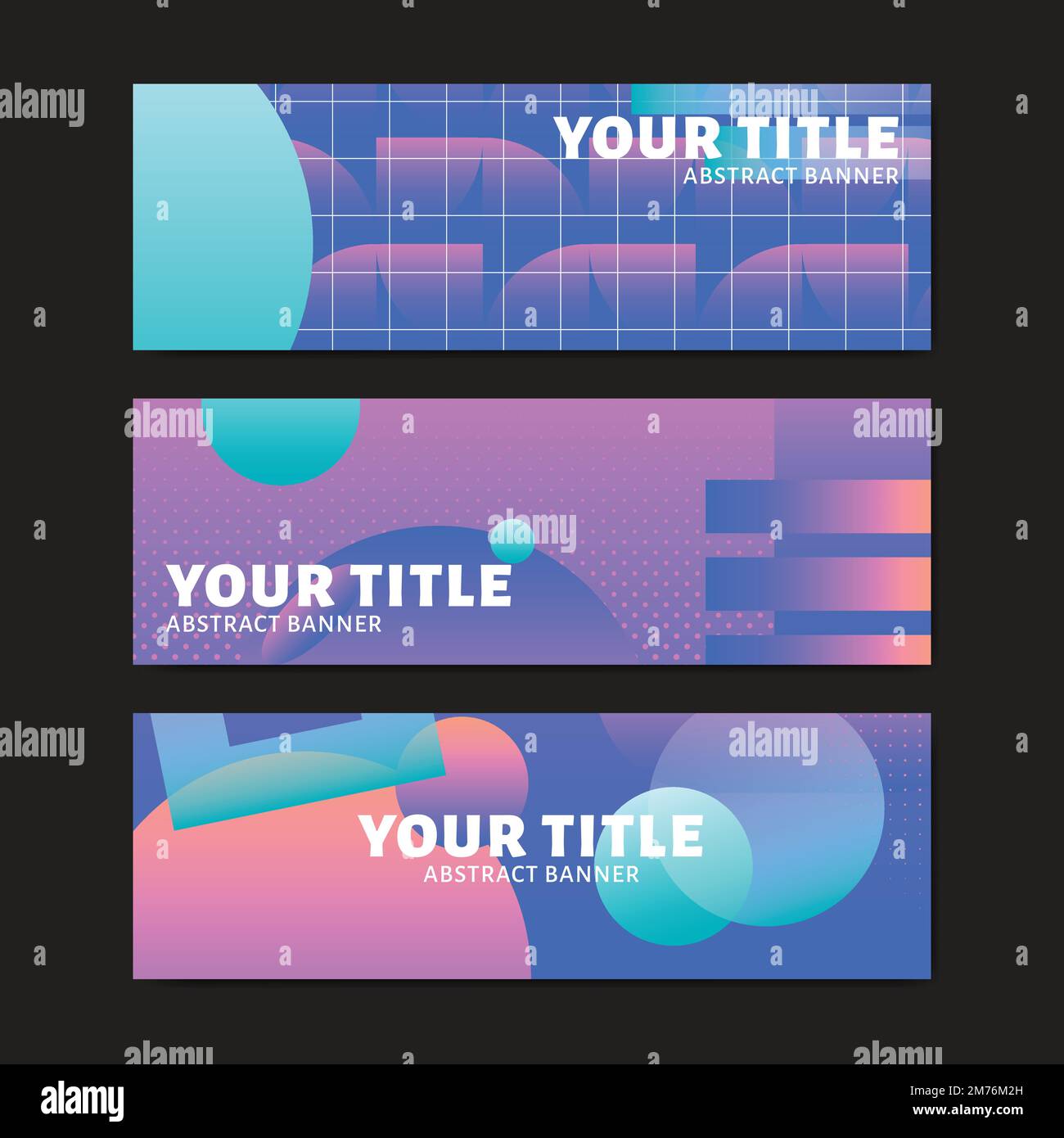 Bluish geometric abstract patterned banner vectors set Stock Vector