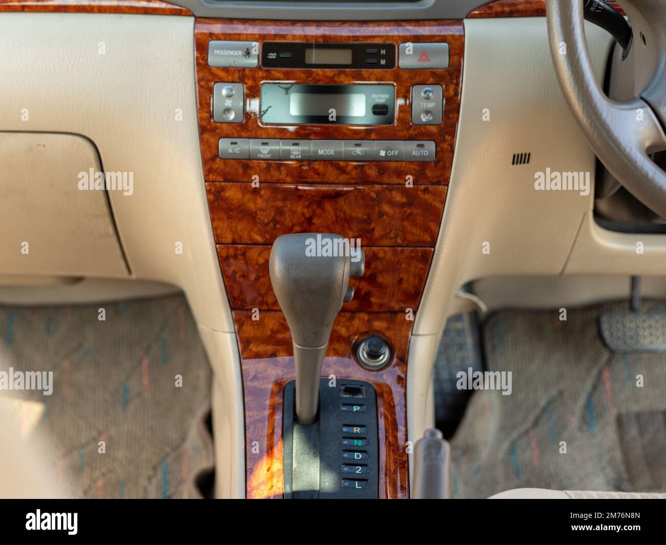 Dark wood trim interior of a japaneses car Stock Photo Alamy