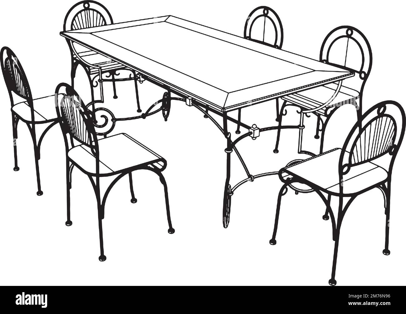 Set Table And Chairs Vector Stock Vector