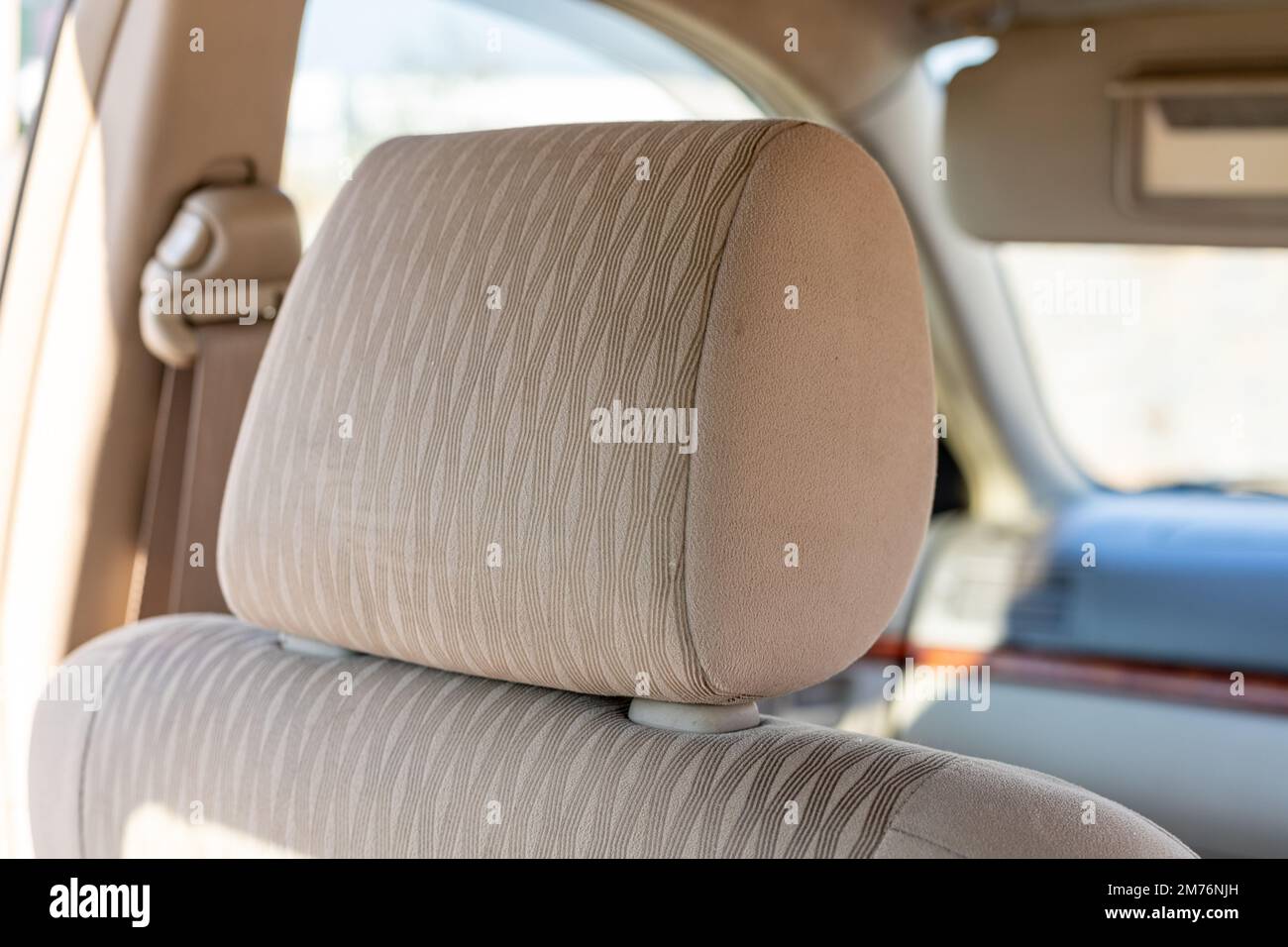 Vehicle seat headrest closeup view Stock Photo