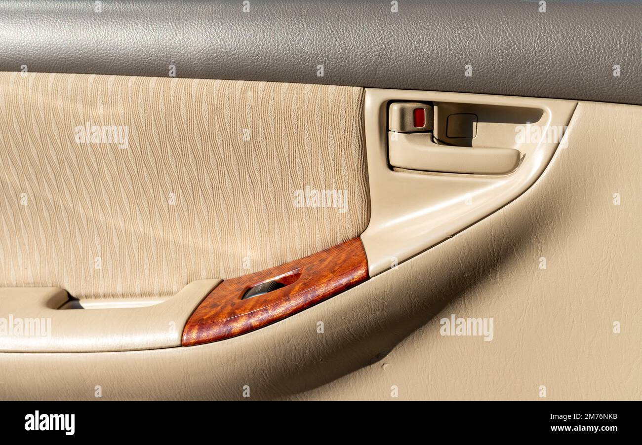 Door handle with lock and unlock with auto power window button Stock