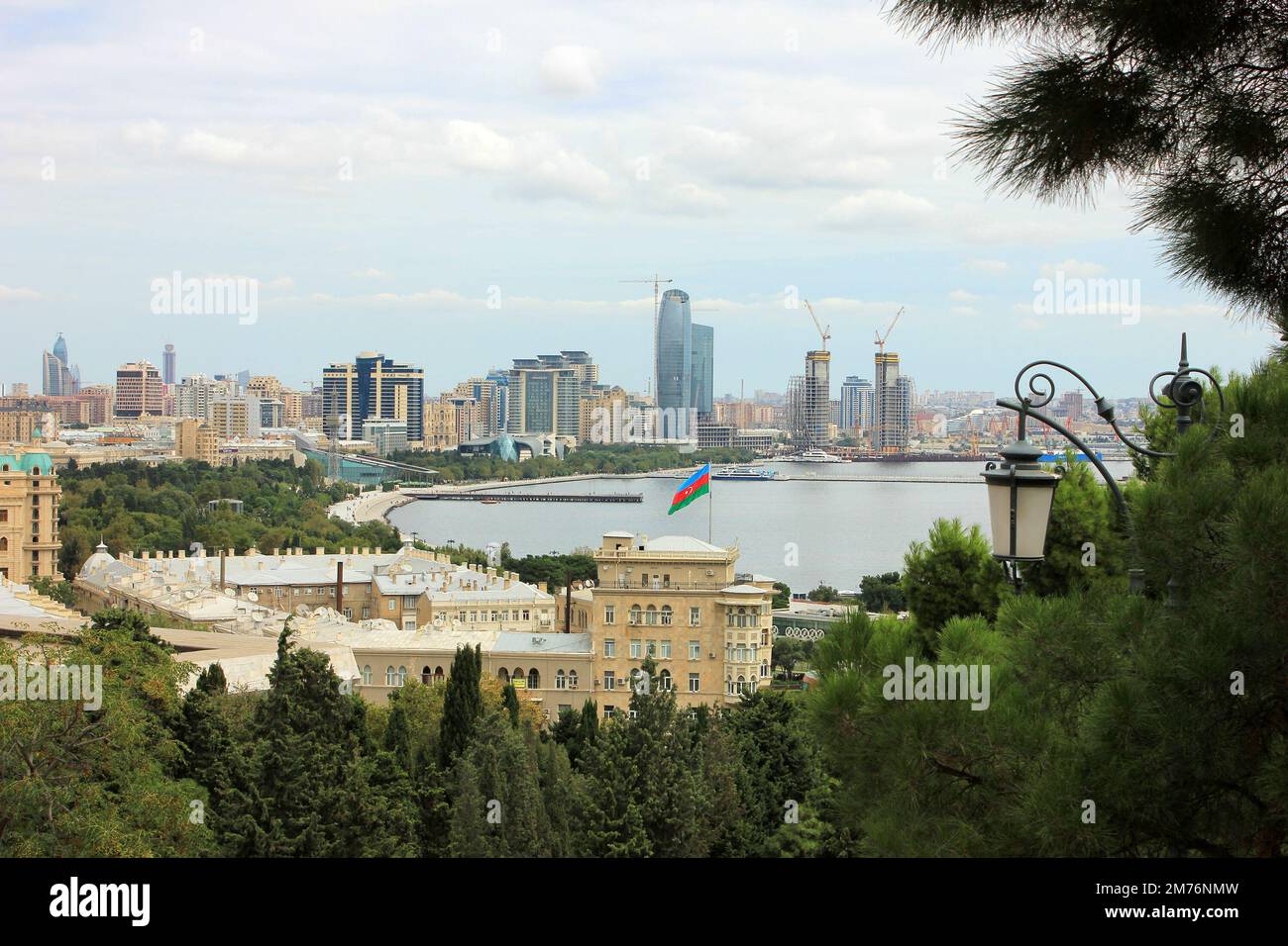 Baku, Azerbaijan, 09.04.2016. Beautiful view of the city from the park. Stock Photo