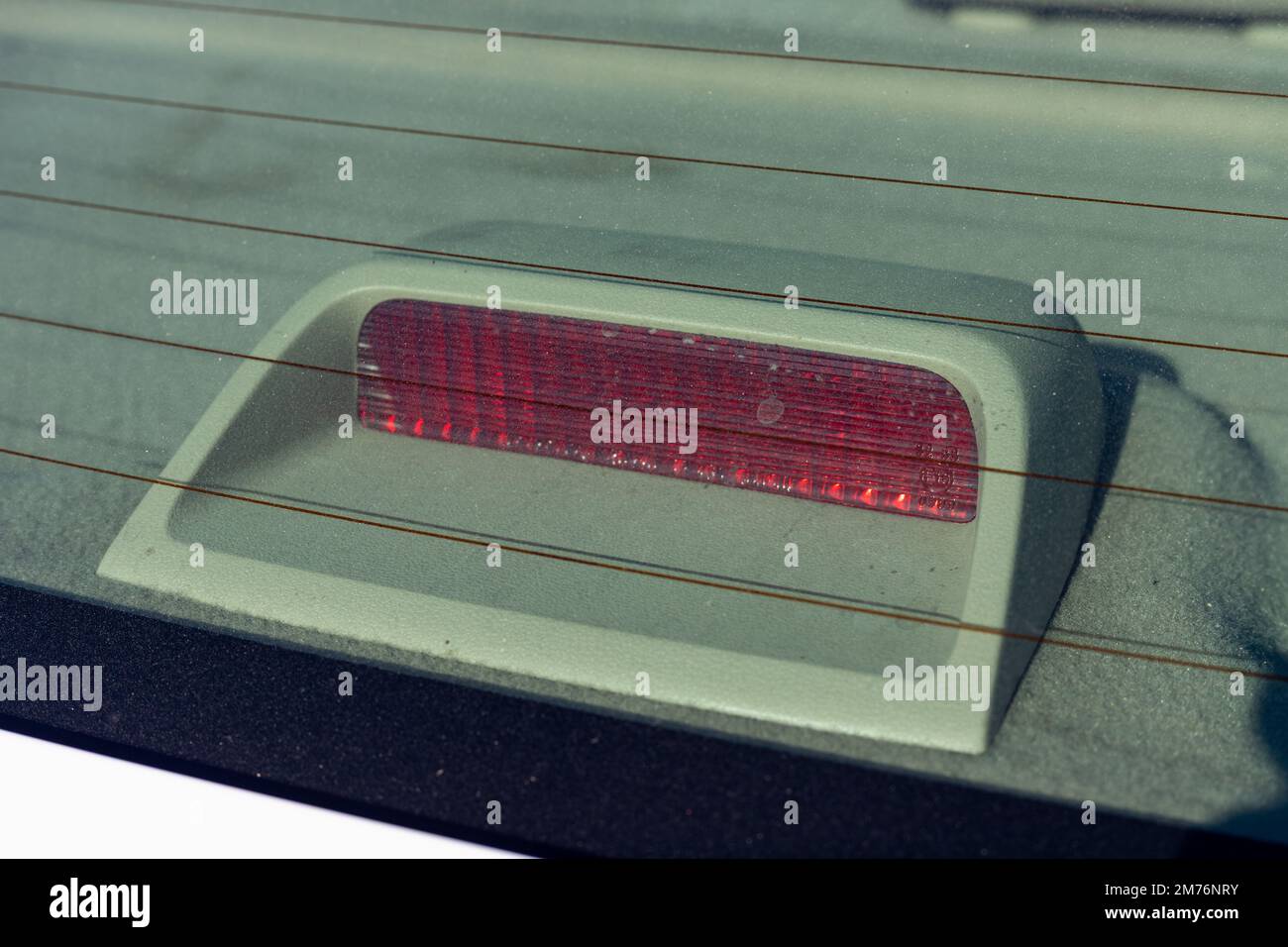 Brake light in the rear window of a car Stock Photo Alamy