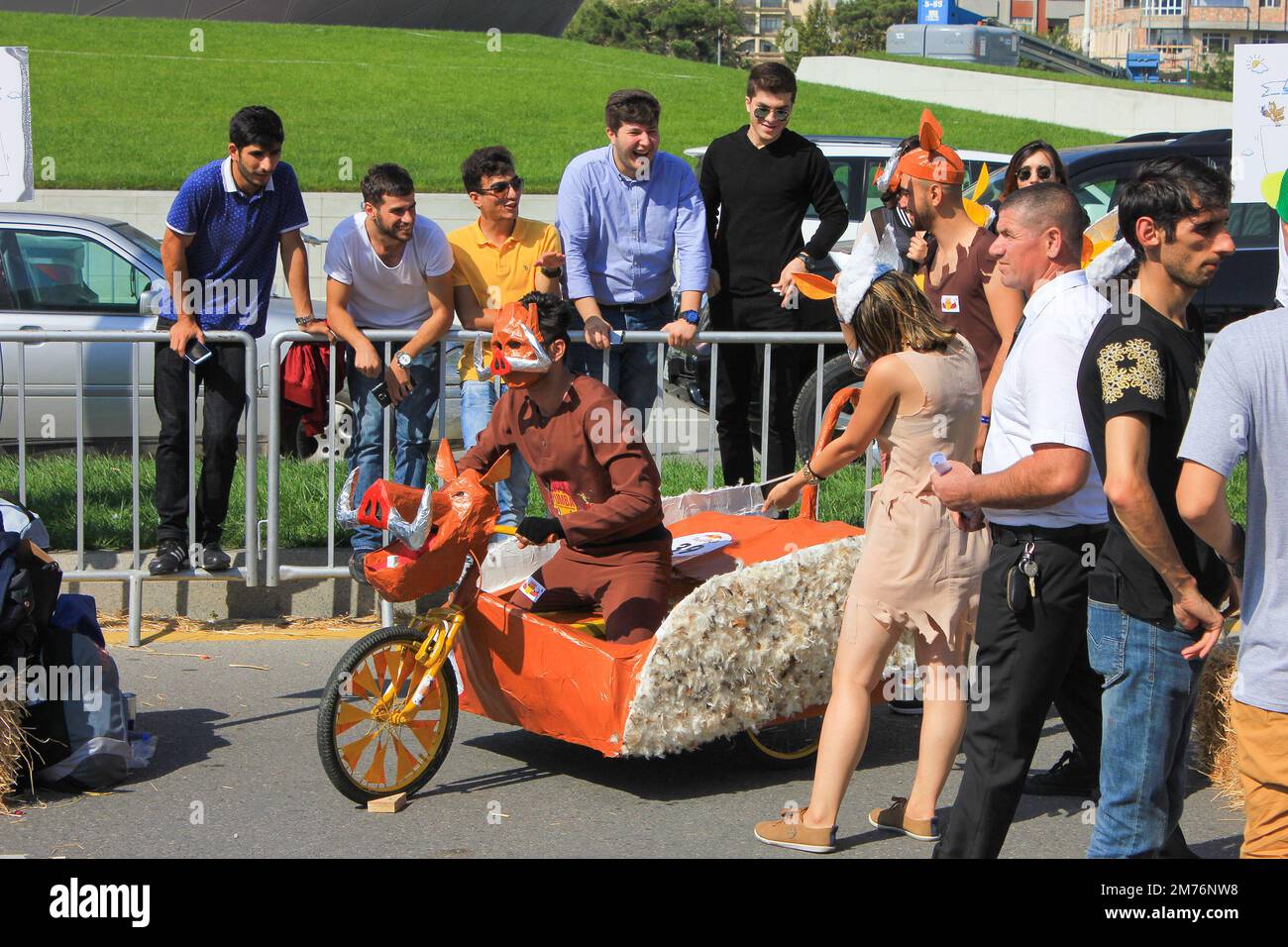 Baku, Azerbaijan, 10.09.2016. Many people at the Red Bull festival in the park near the Heydar Aliyev Museum. Stock Photo