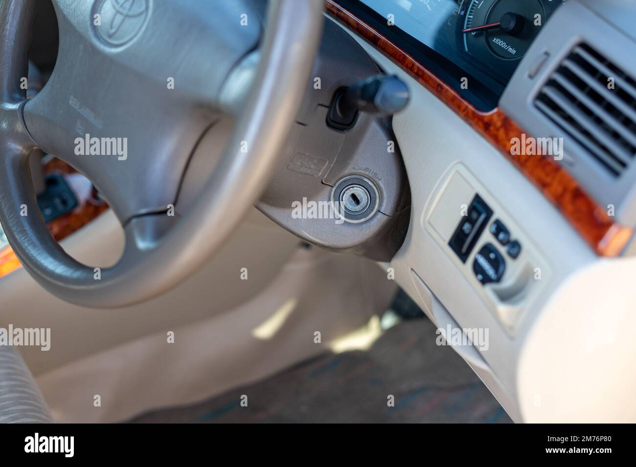 Ignition switch in car with selective focus Stock Photo Alamy