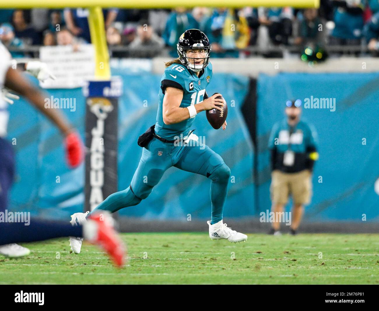 Jacksonville, FL, USA. 7th Jan, 2023. Jacksonville Jaguars quarterback Trevor Lawrence (16