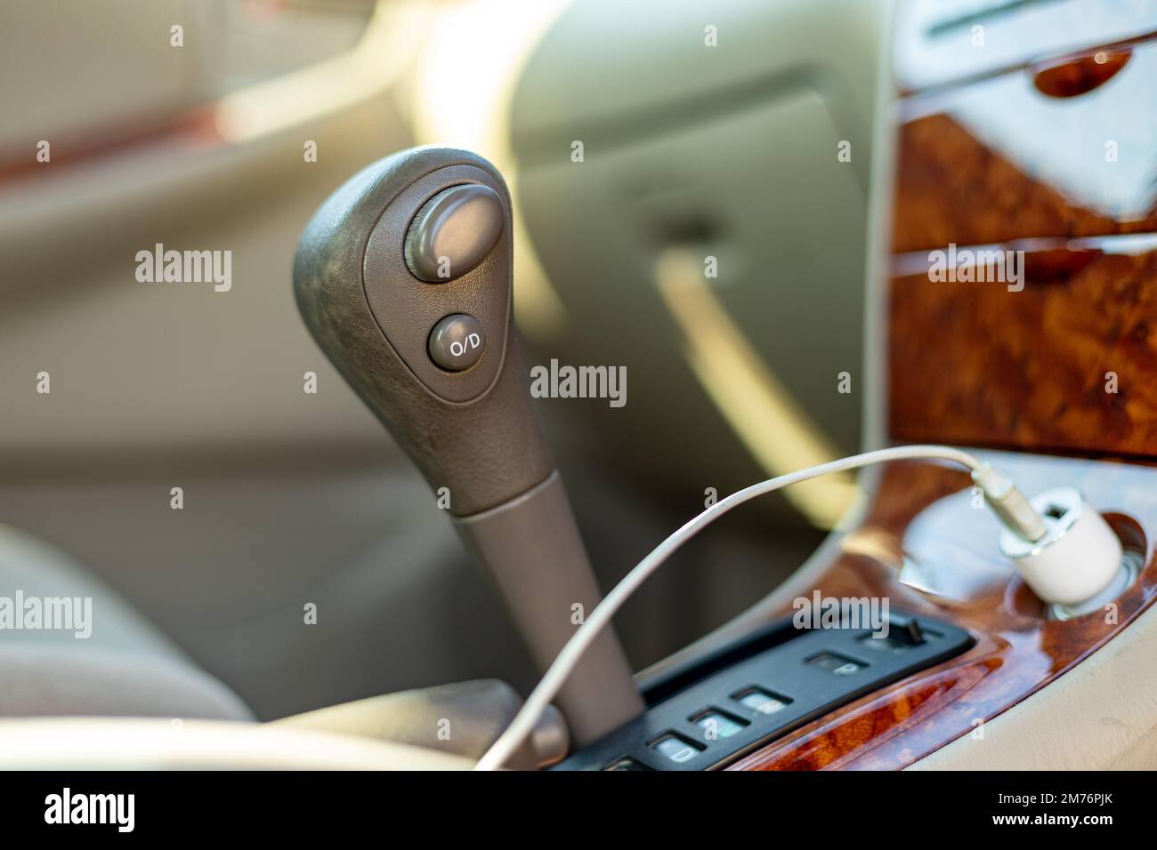 shift lever of an automatic transmission gearbox closeup Stock Photo
