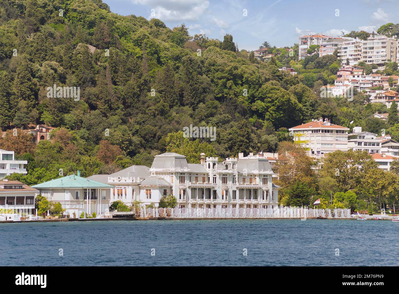 Art nouveau style building of the Egyptian Consulate, located in Bebek, Istanbul, Turkey, at the European side of Bosphorus strait Stock Photo