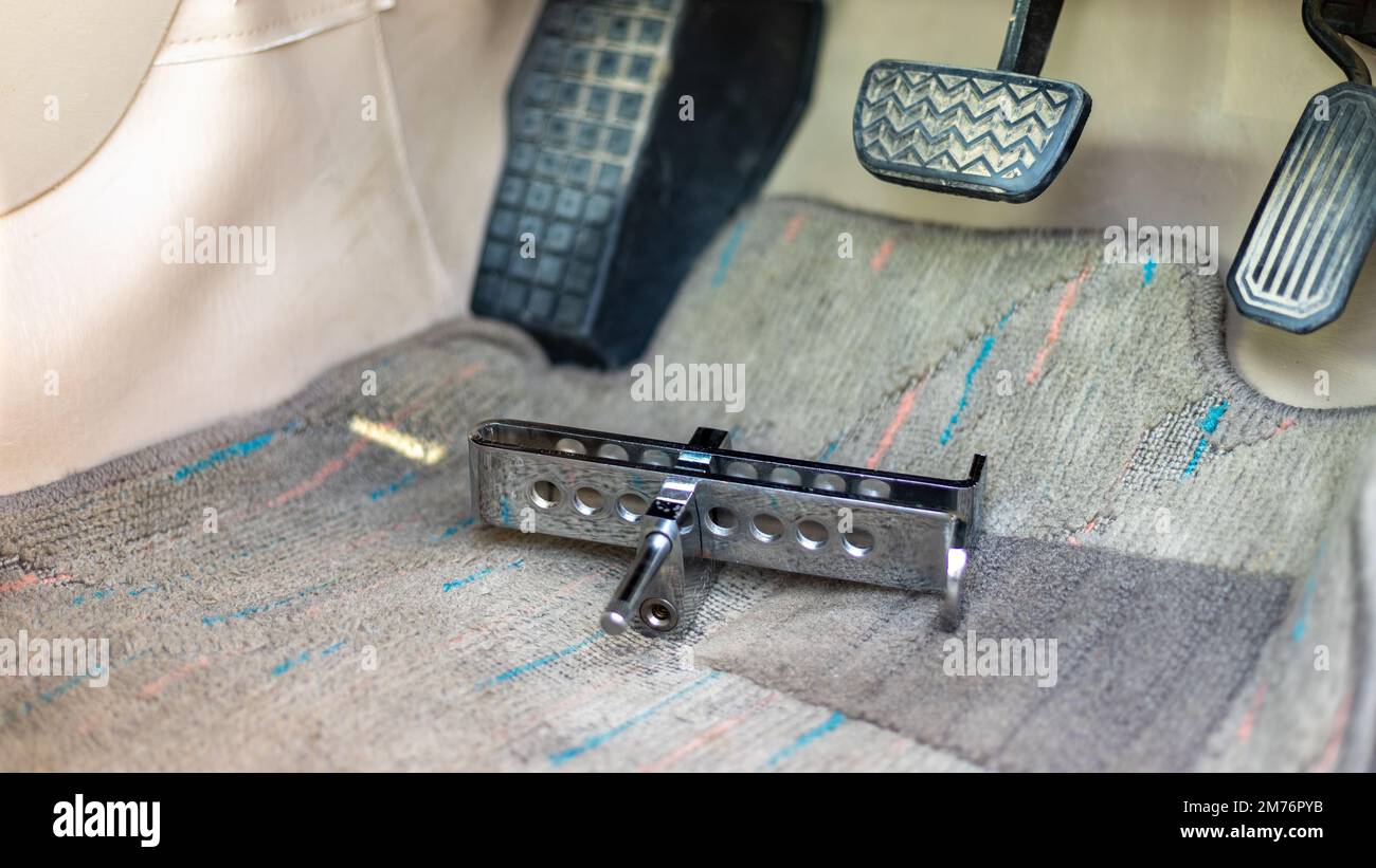 Pedal lock for vehicle. selective focus Stock Photo