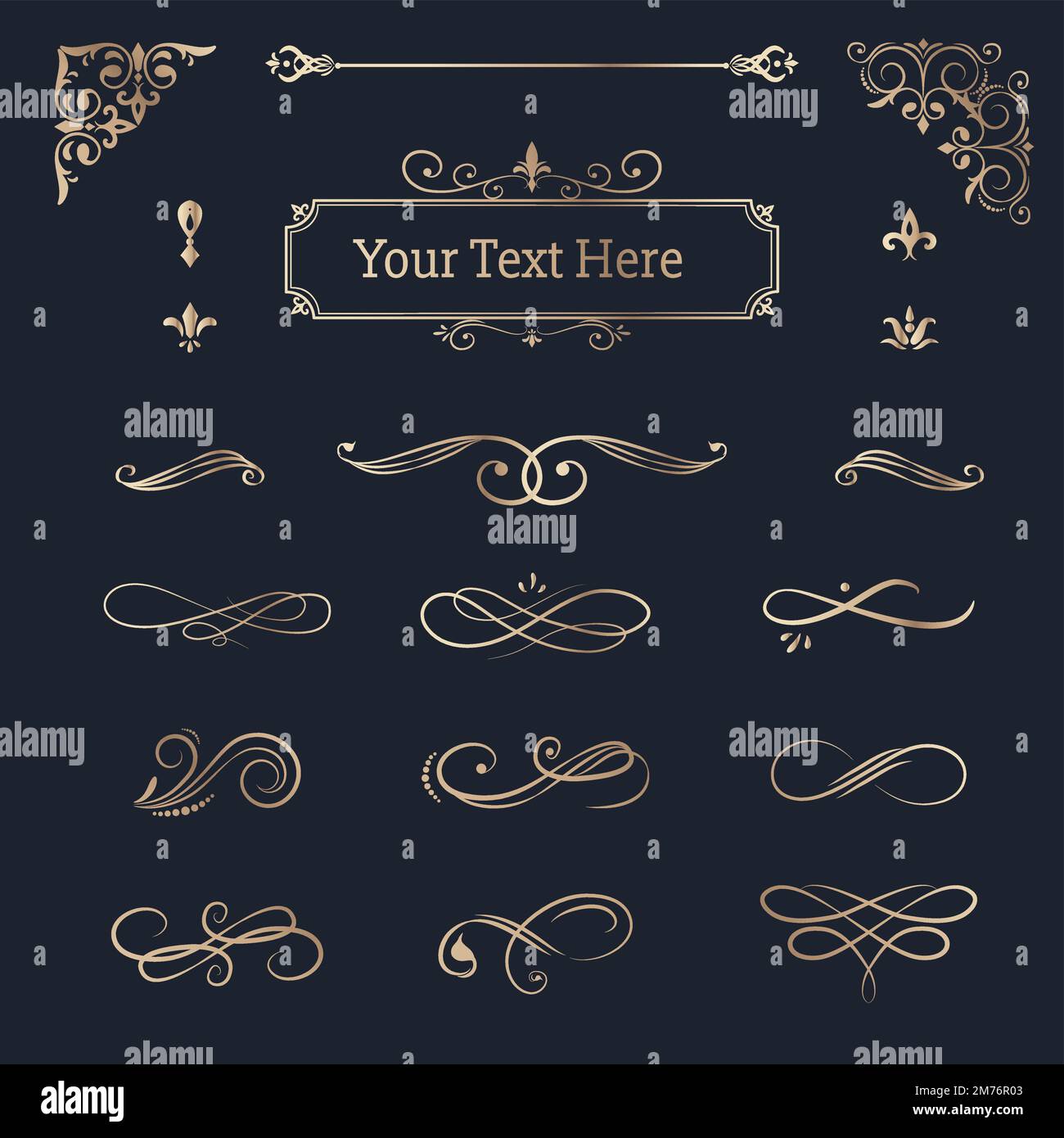 Decorative calligraphic ornaments vector set Stock Vector Image & Art ...