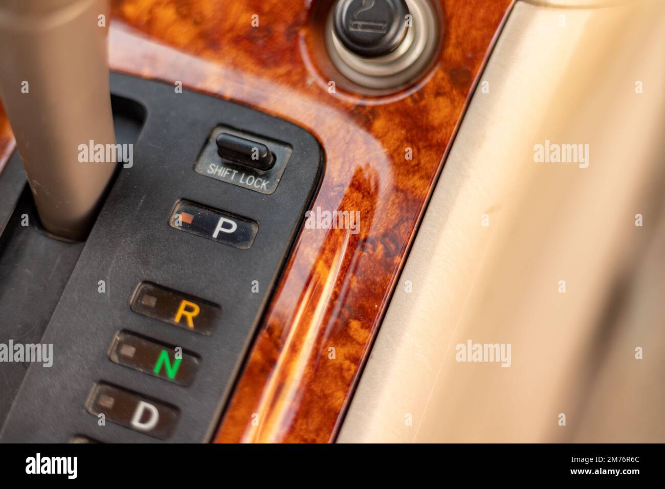 Automatic gear transmission lever on a parking mode. Stock Photo