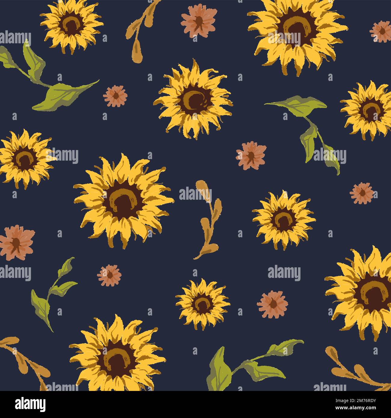 Sunflower pattern with a navy blue background Stock Vector Image & Art ...