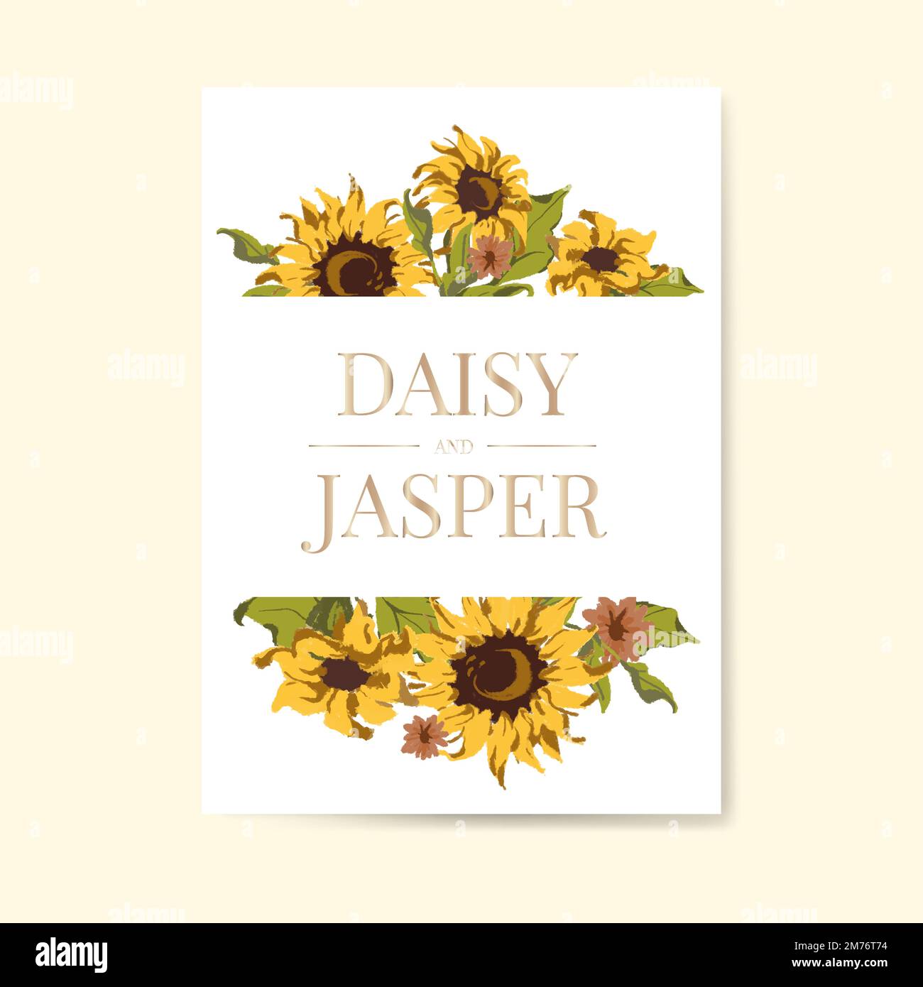 Sunflower wedding invitation card mockup vector Stock Vector