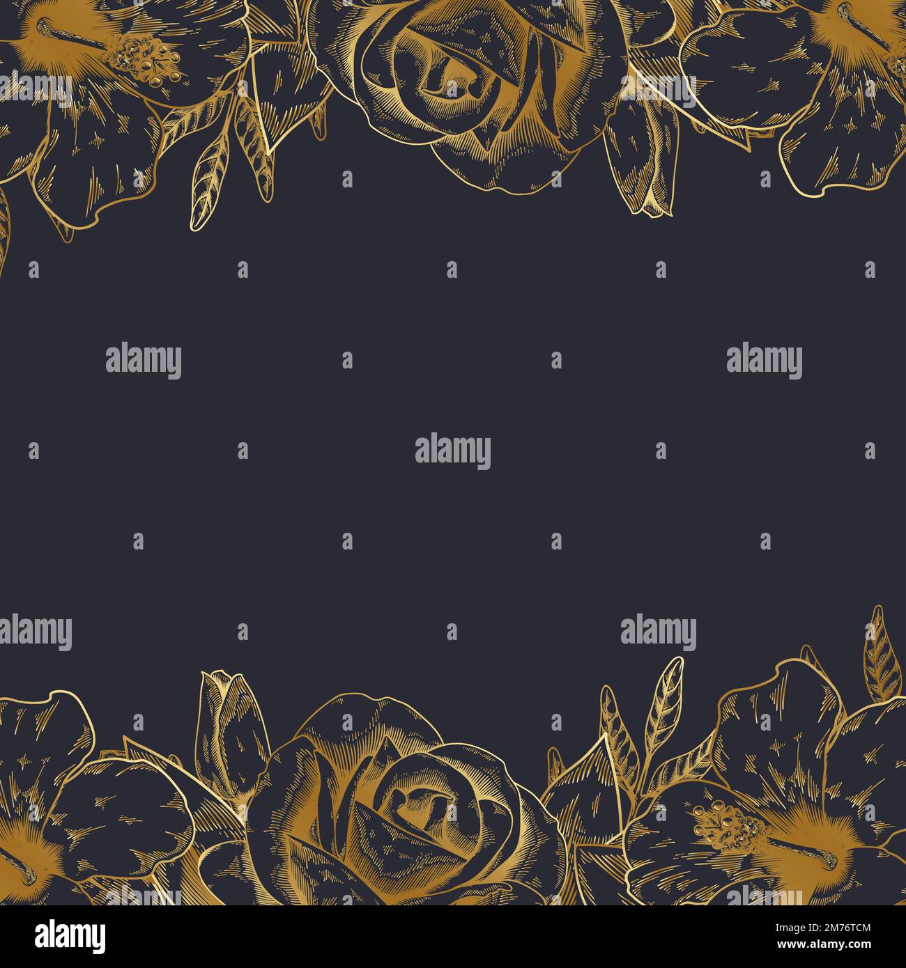 Hand drawn rose framed background vector Stock Vector