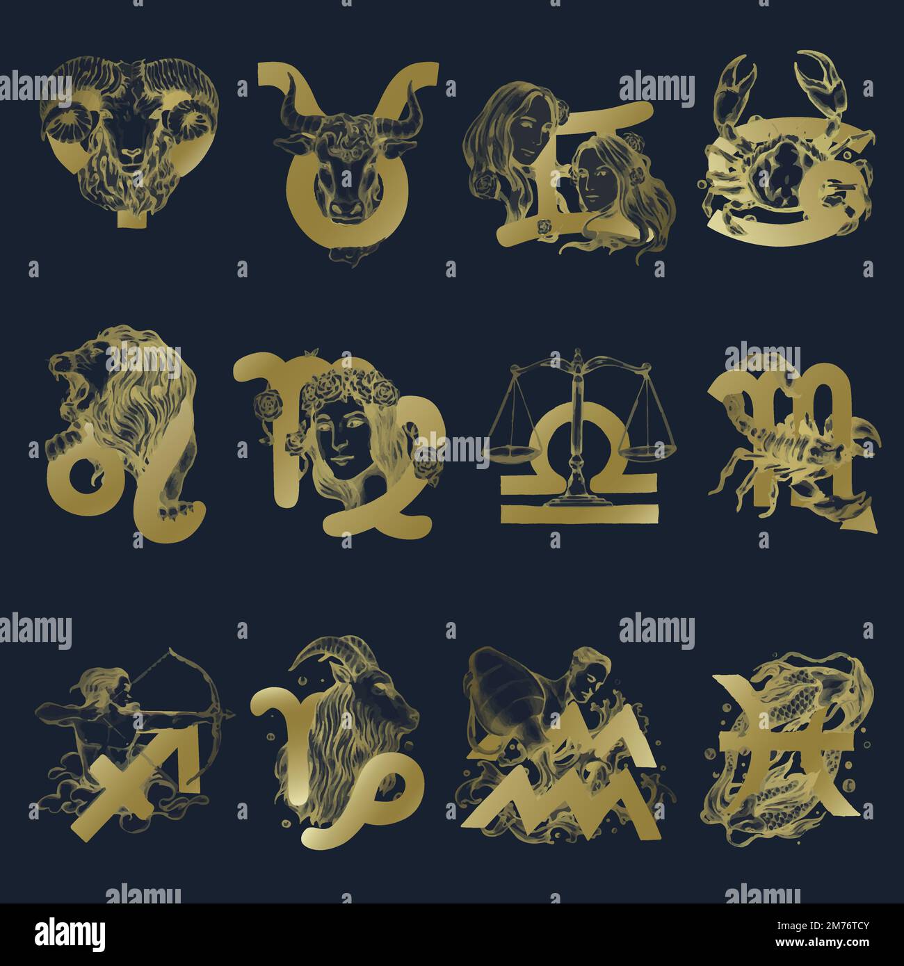 Set of horoscope symbols illustration Stock Vector Image & Art Alamy