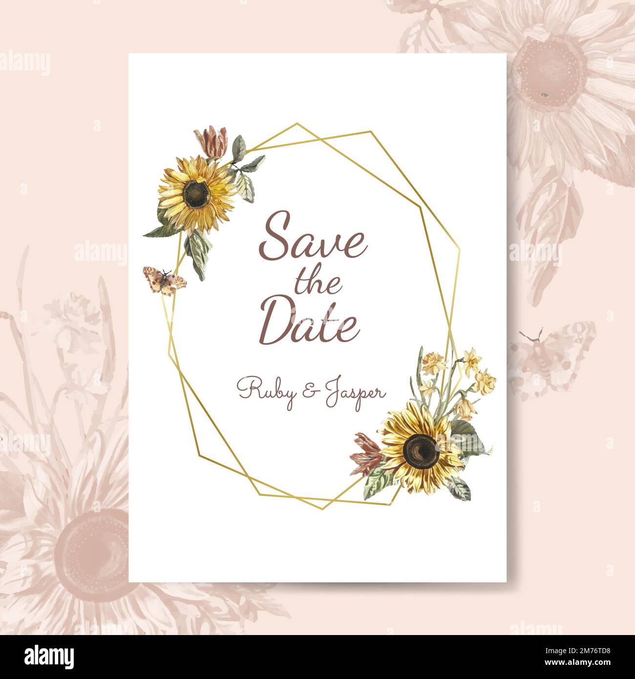 Save the date wedding invitation mockup vector Stock Vector