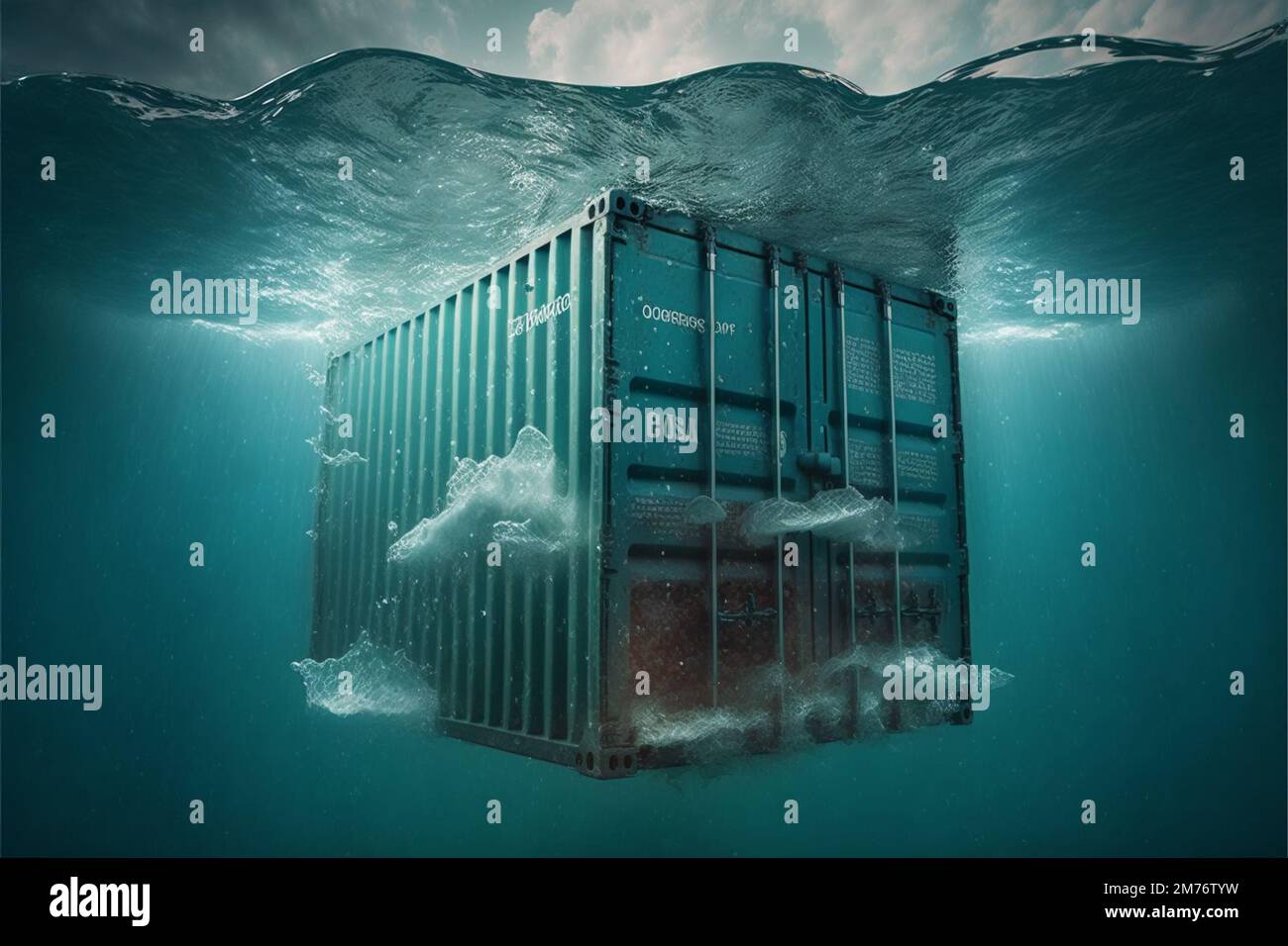 Shipping cargo container lost in the sea or ocean, front view Stock Photo Alamy