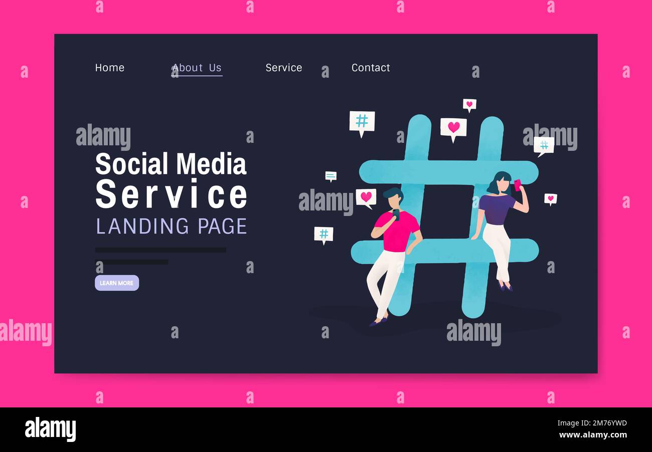Social media service landing page layout vector Stock Vector Image