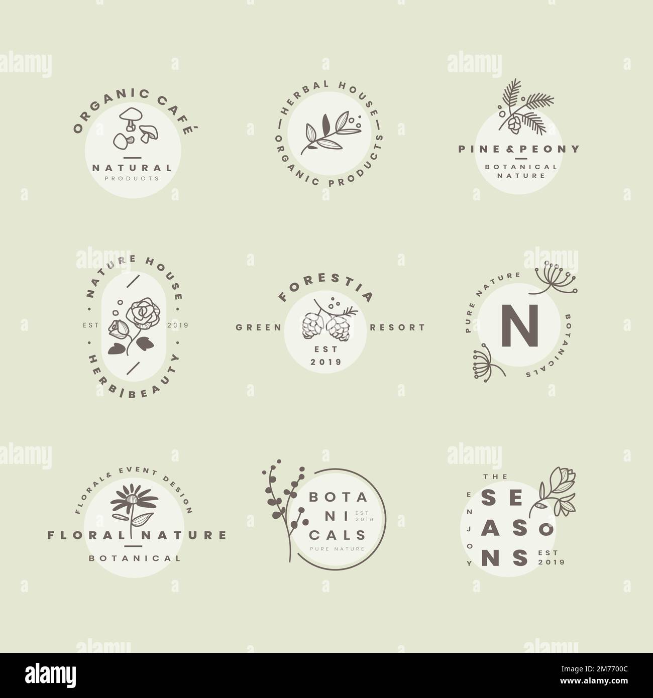 Set of botanical logo design vectors Stock Vector Image & Art - Alamy