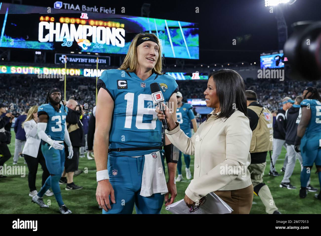 January 7, 2023: Jacksonville Jaguars quarterback Trevor Lawrence (16)  during a game Jacksonville Jaguars quarterback Trevor Lawrence (16) in  Jacksonville, FL. Romeo T Guzman/CSM/Sipa USA.(Credit Image: © Romeo  Guzman/Cal Sport Media/Sipa USA