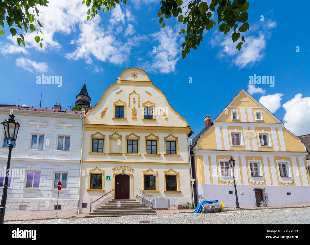 Stramberk (Stramberg): Town Square, Museum about the illustrator Zdenek Burian in , Moravskoslezsky, Moravian-Silesian Region, Mährisch-Schlesische Re Stock Photo