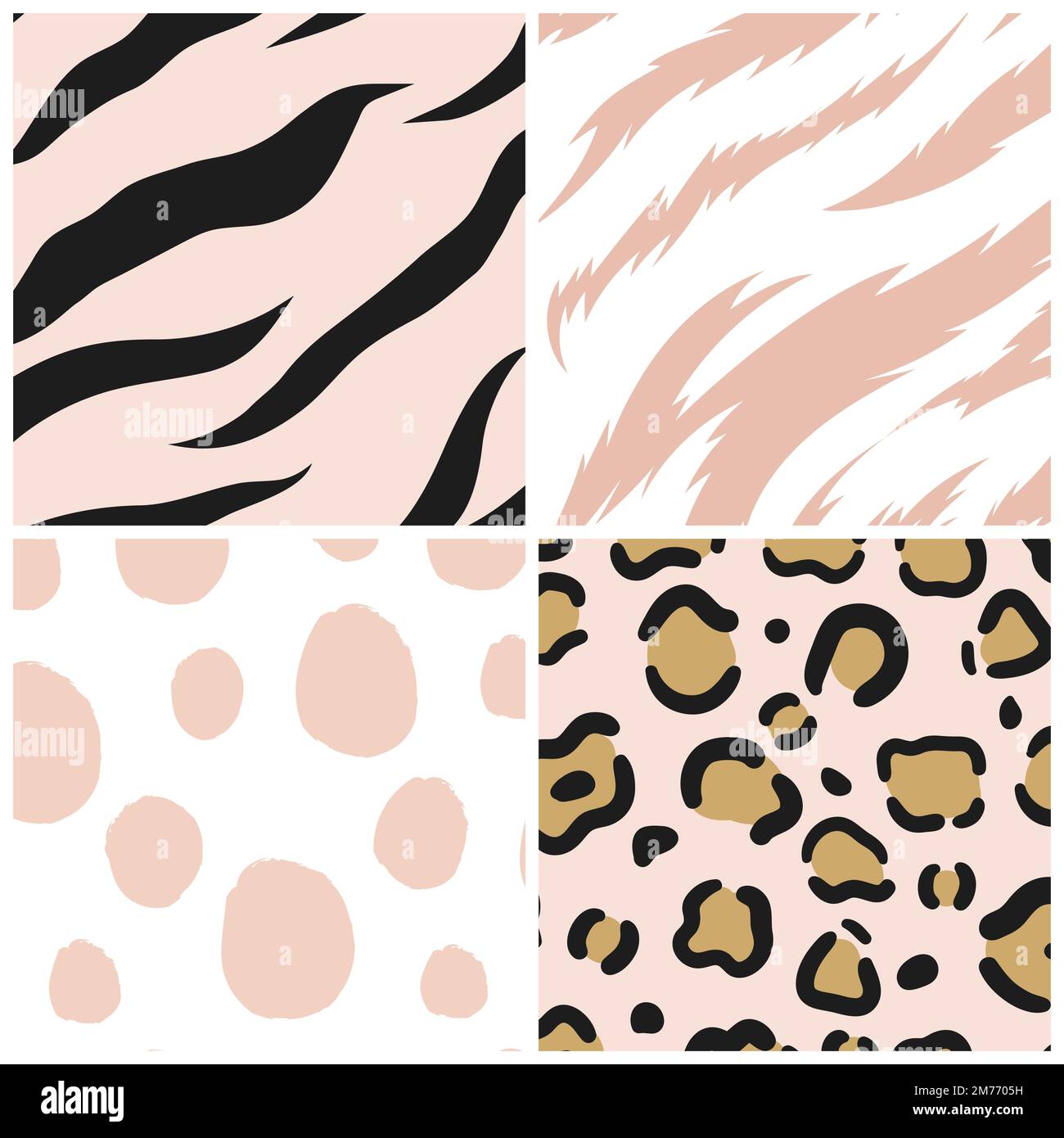 Set of seamless animal print pattern vectors Stock Vector