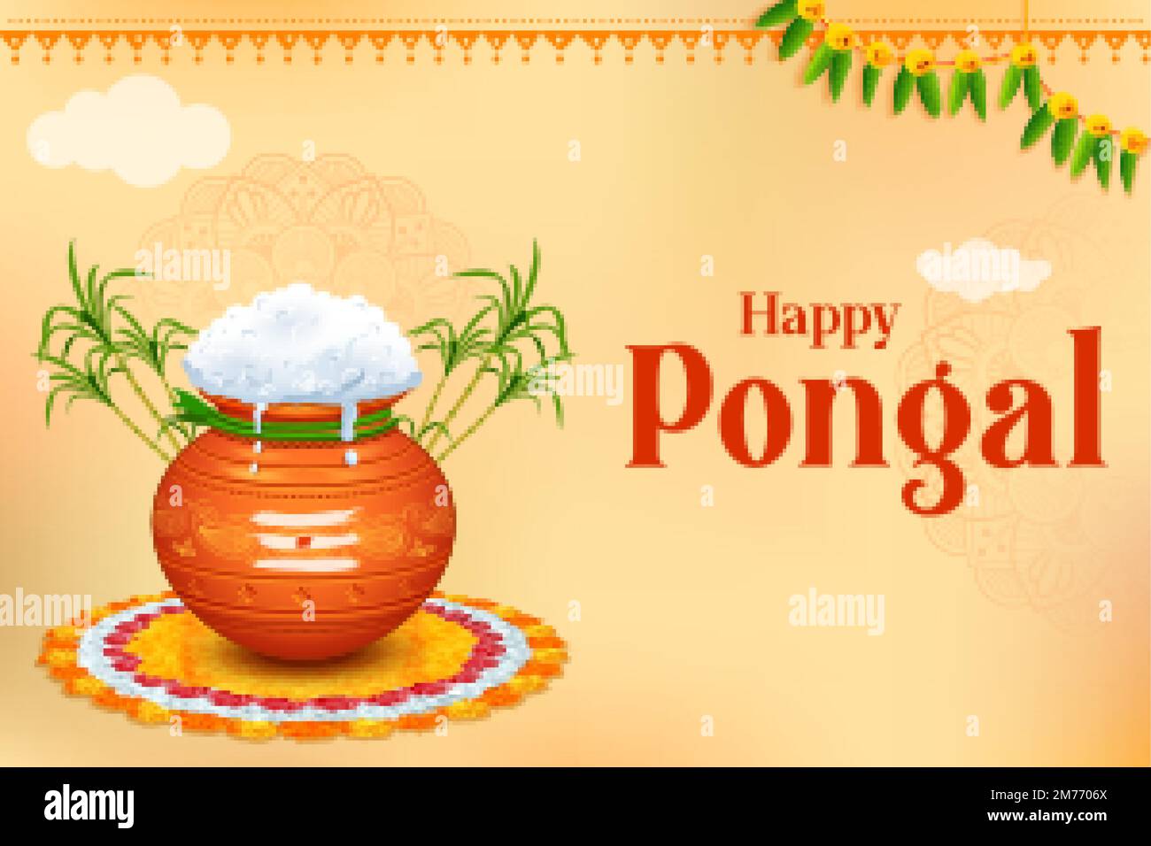 Happy Pongal Holiday Harvest Festival of Tamil Nadu South India