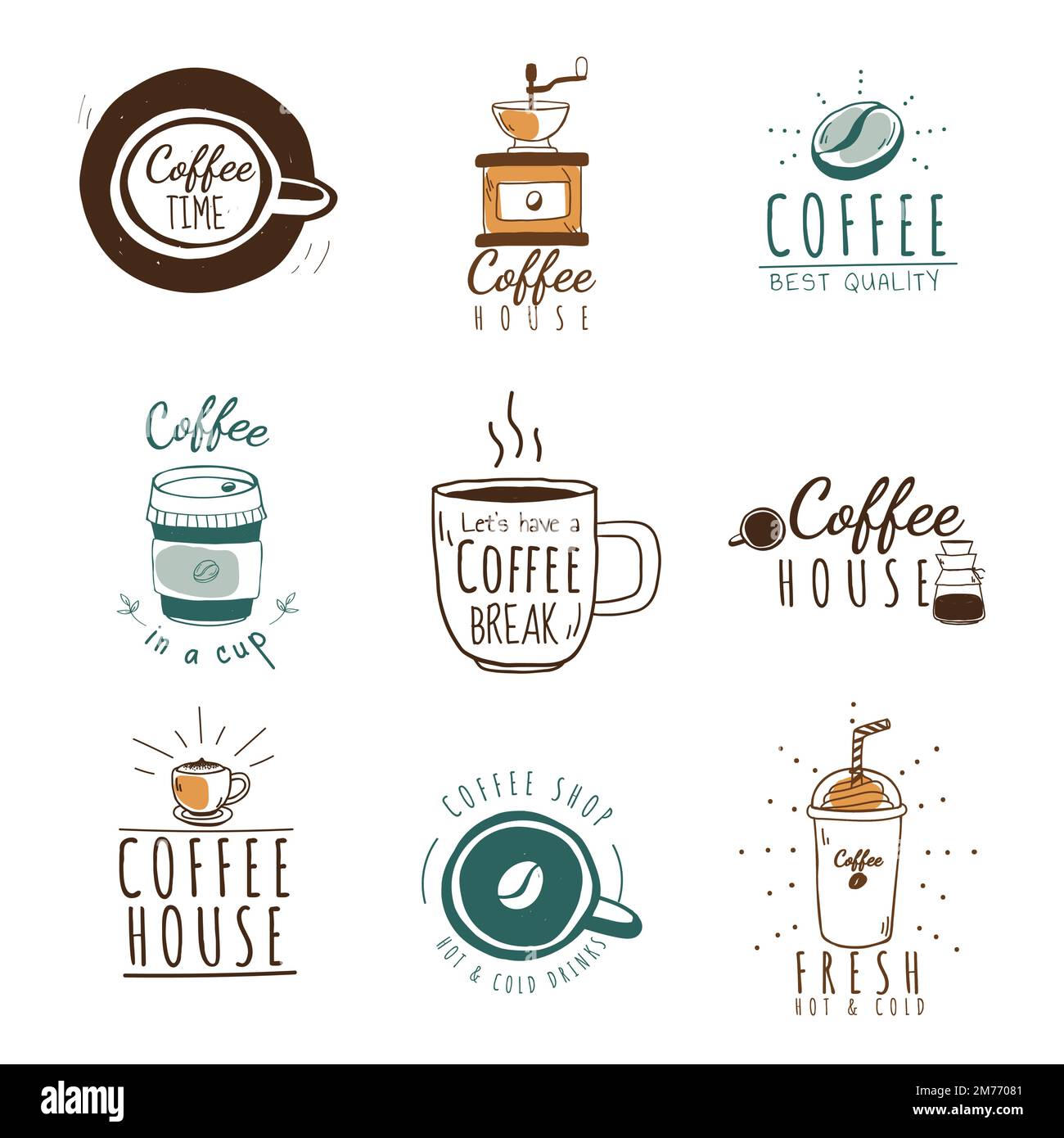 Set of coffee shop logos vector Stock Vector Image & Art Alamy