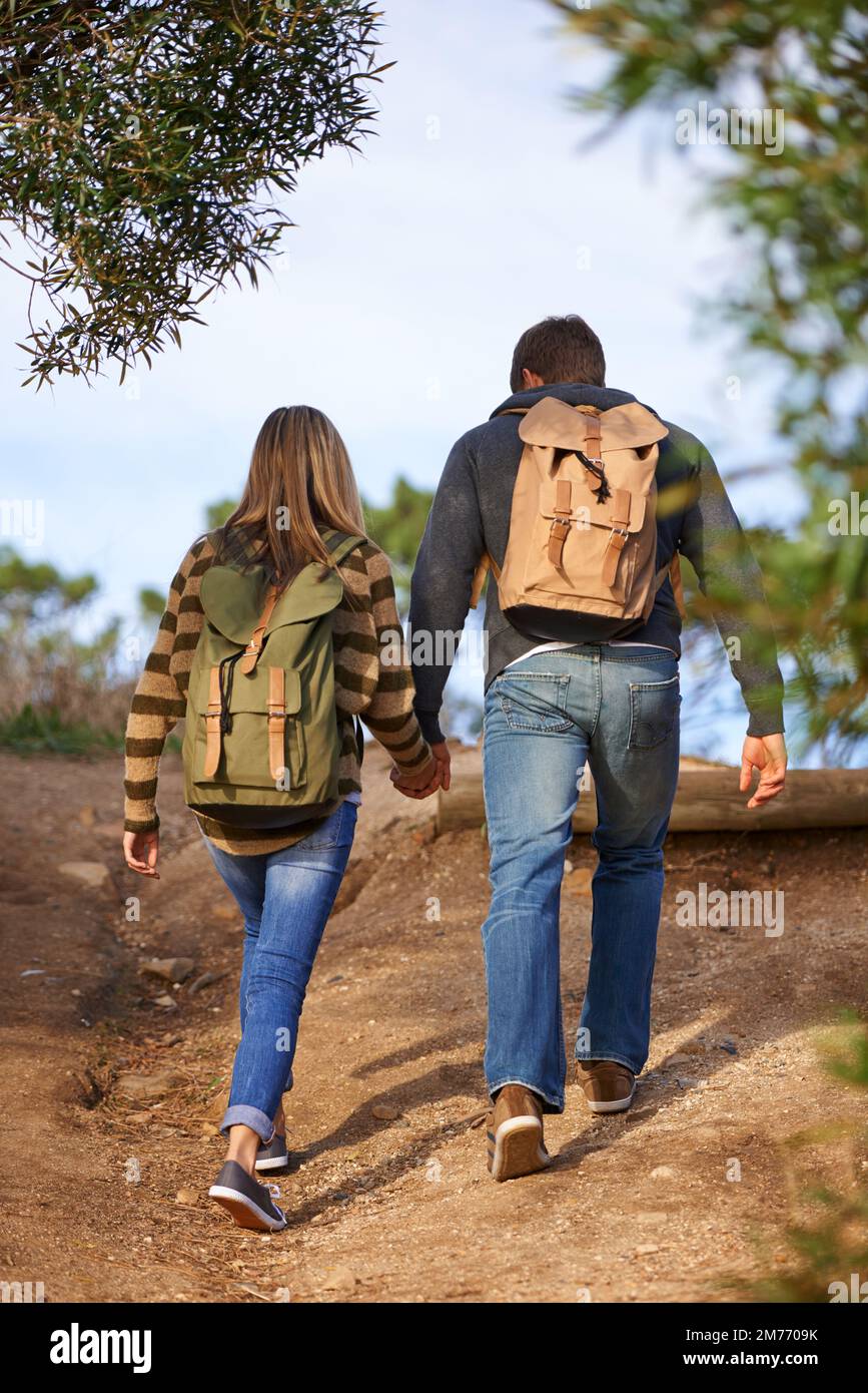Man woman female couple walking hiking hi-res stock photography and ...