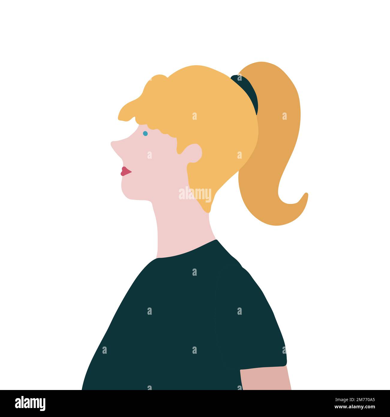 Strong blond woman in profile vector Stock Vector
