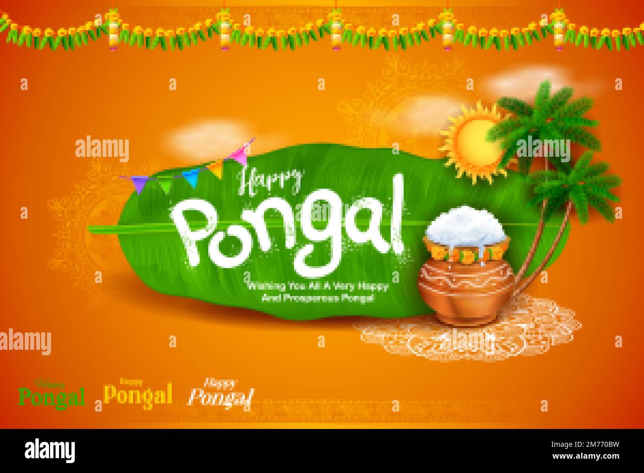 Happy Pongal Holiday Harvest Festival of Tamil Nadu South India