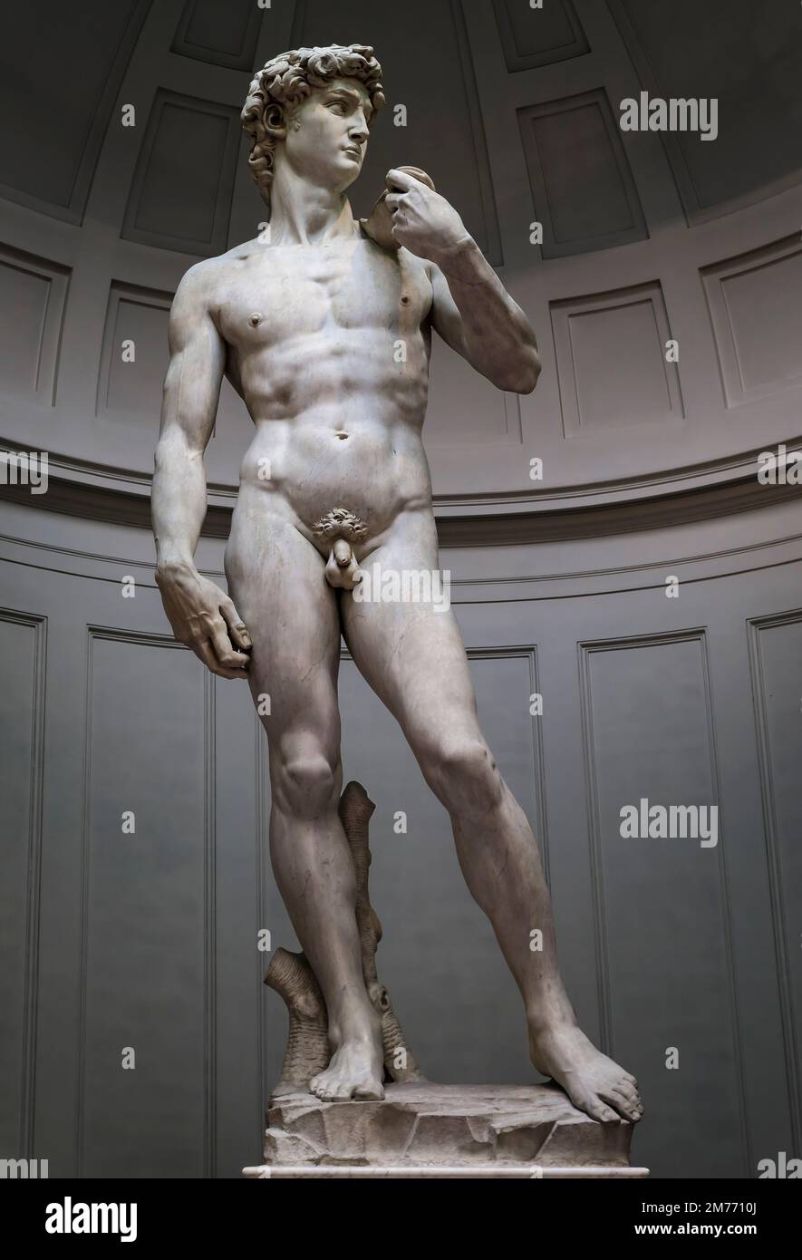Florence, Italy - June 03, 2022: The original David marble statue, Michelangelo famous masterpiece, at the Accademia Gallery Stock Photo