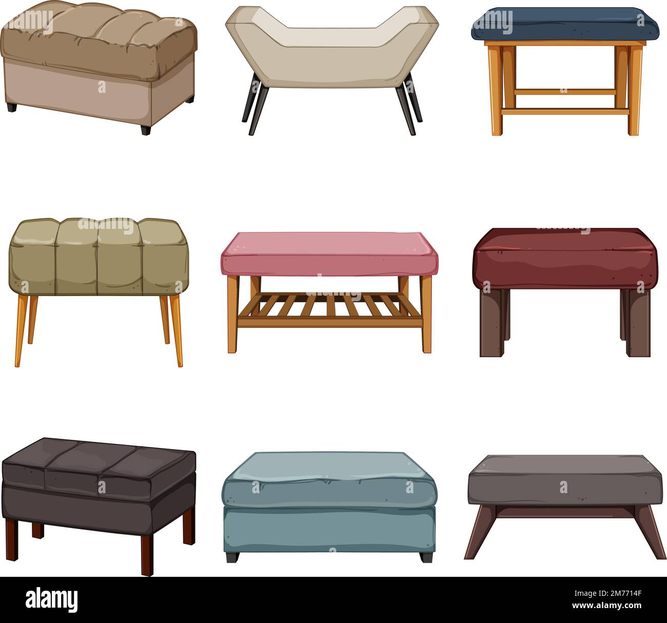 bench bedroom set cartoon vector illustration Stock Vector Image & Art