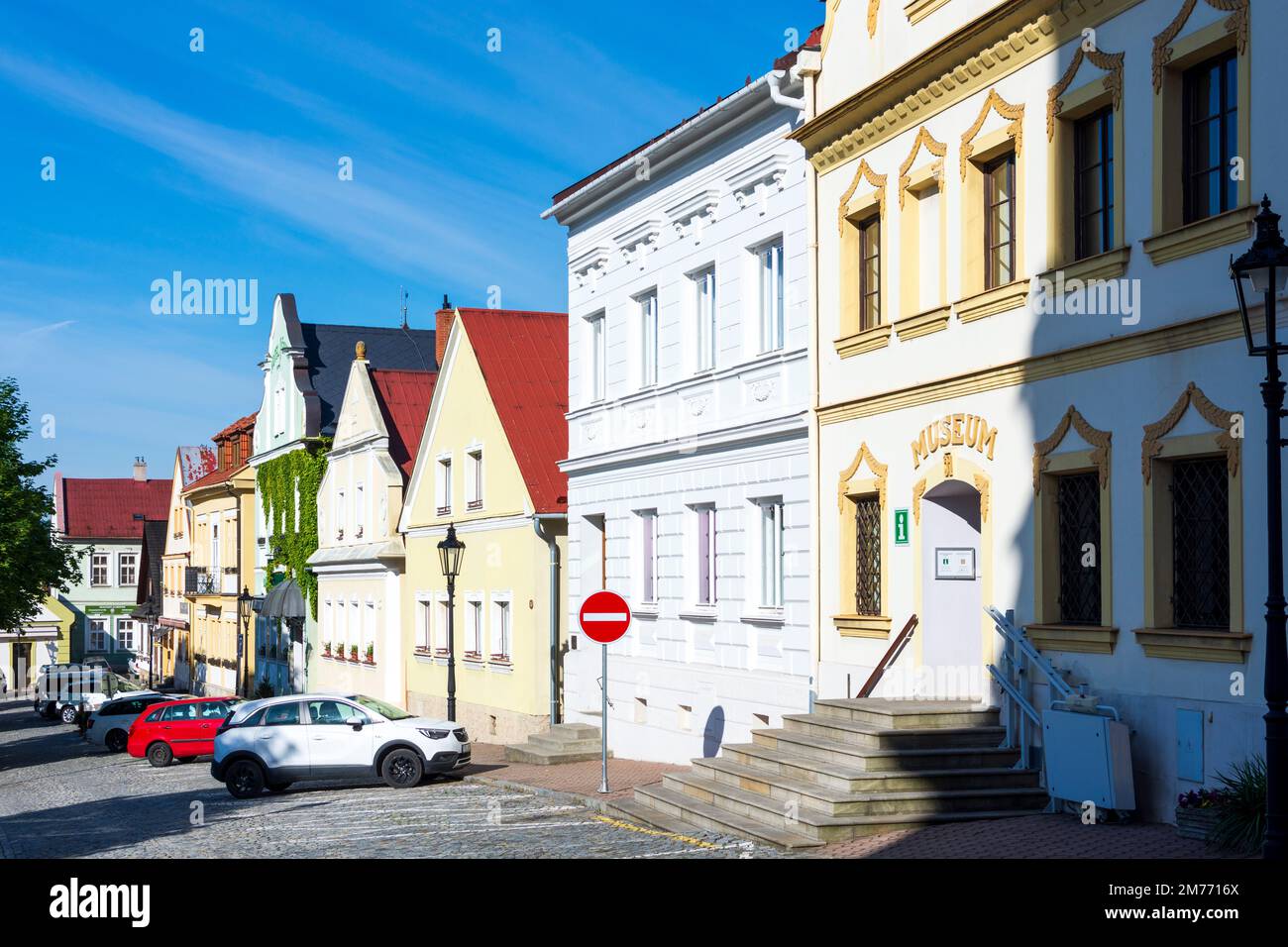 Stramberk (Stramberg): Town Square, Museum about the illustrator Zdenek Burian in , Moravskoslezsky, Moravian-Silesian Region, Mährisch-Schlesische Re Stock Photo