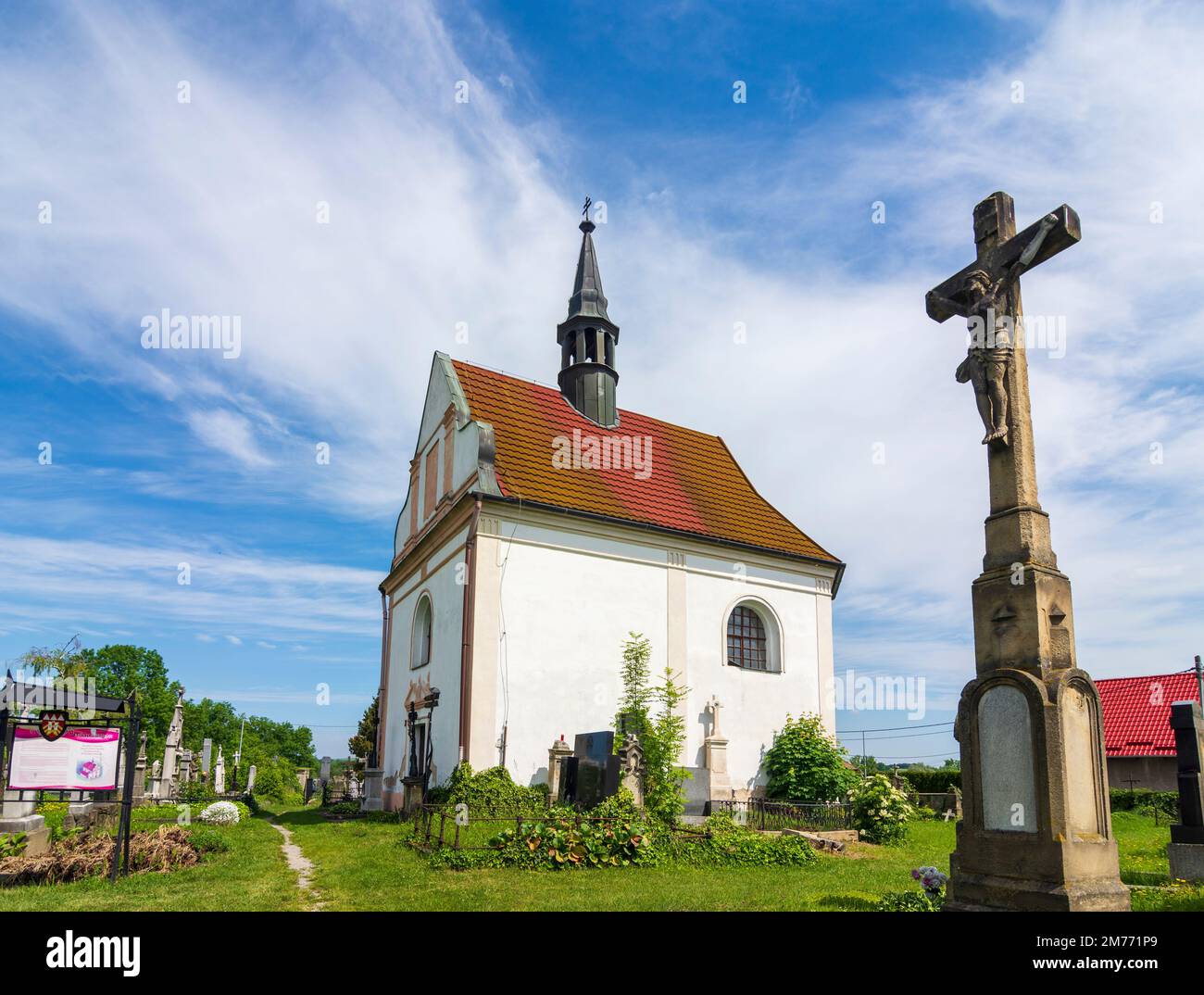 Pribor (Freiberg in Mähren) : old cemetery and the church of St. František  Serafínský (Starý hřbitov a kostel sv. Františka Serafínského) in , Moravsk  Stock Photo - Alamy