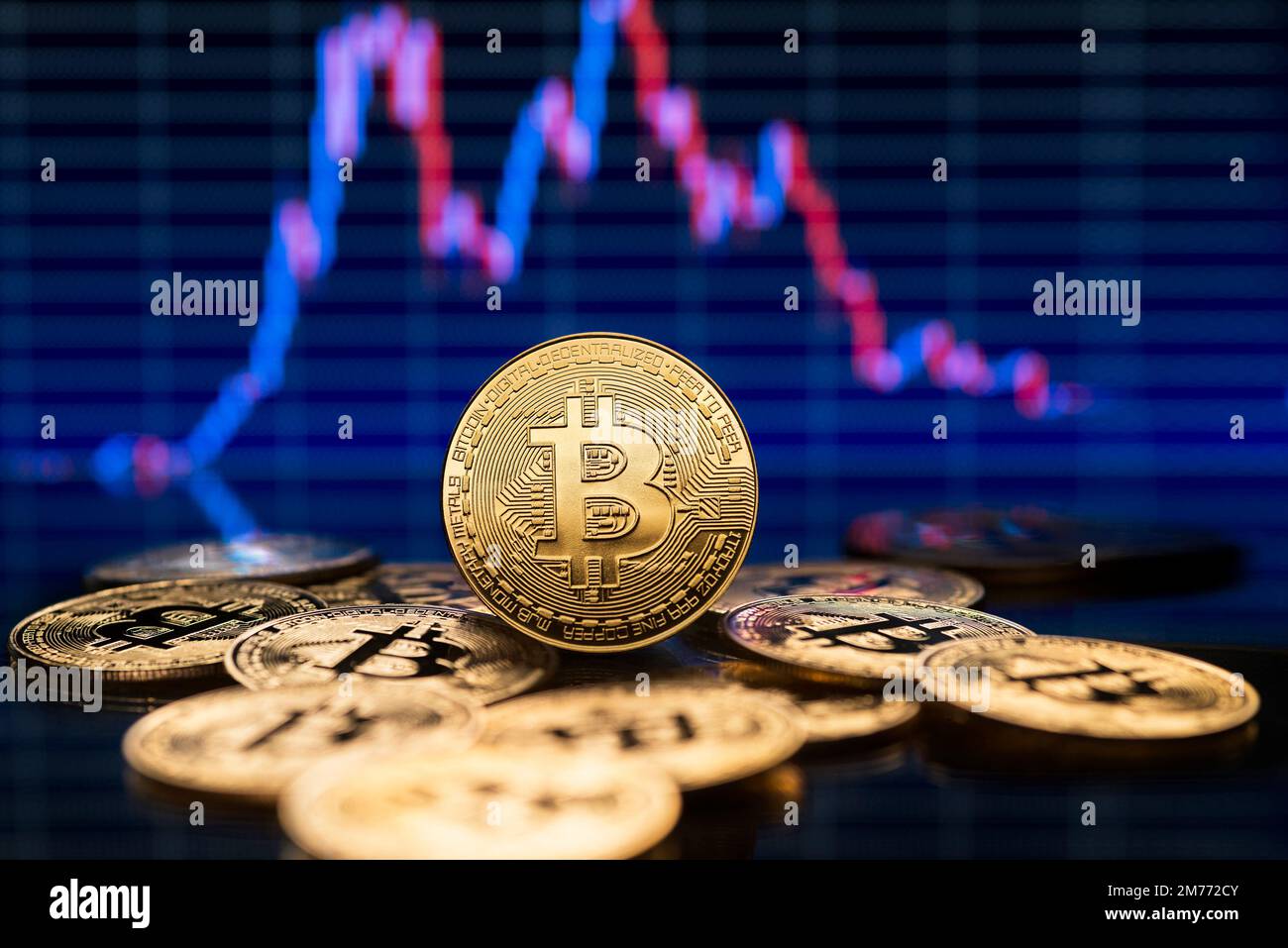 Bitcoin and cryptocurrency investing concept with graph. Bitcoin  cryptocurrency coins symbol. Trading on the cryptocurrency exchange. Trends  in bitcoi Stock Photo - Alamy