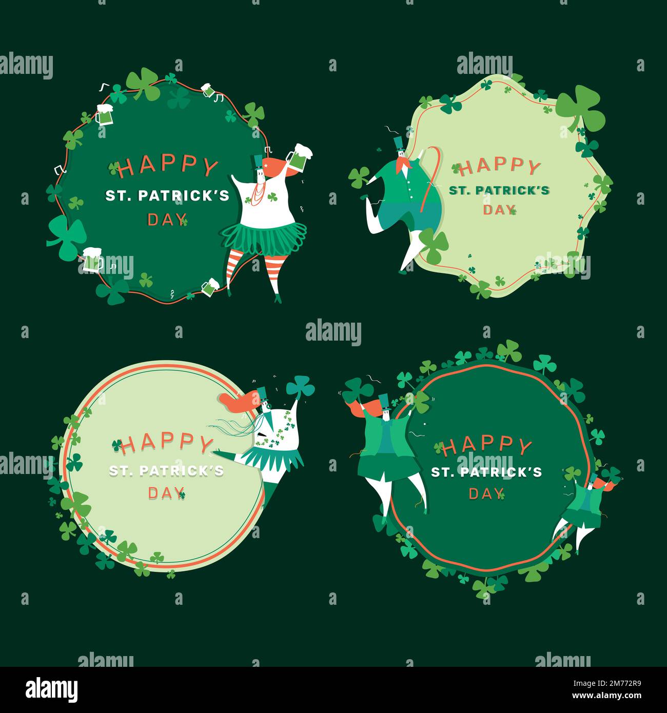 Happy St. Patrick's Day greeting cards vector Stock Vector