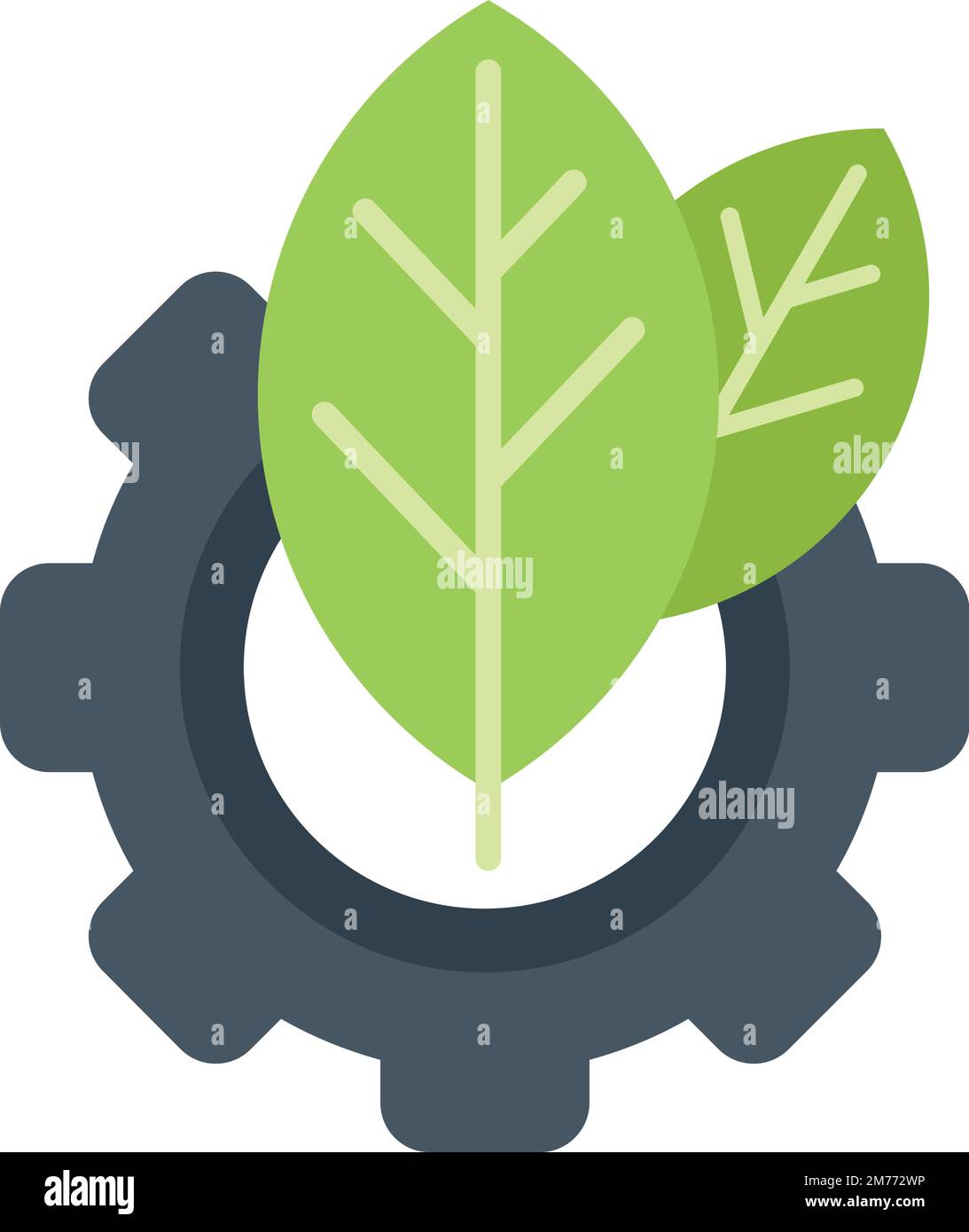 Eco gear icon flat vector. Nature clean. Plant save isolated Stock ...
