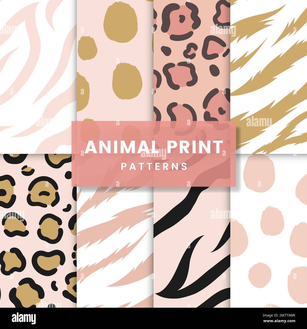 Set of seamless animal print pattern vectors Stock Vector