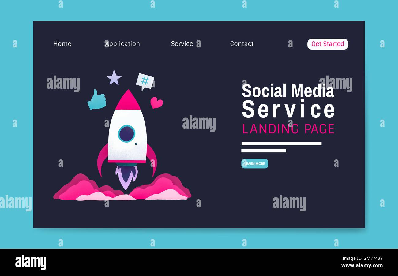Social media service landing page layout vector Stock Vector Image
