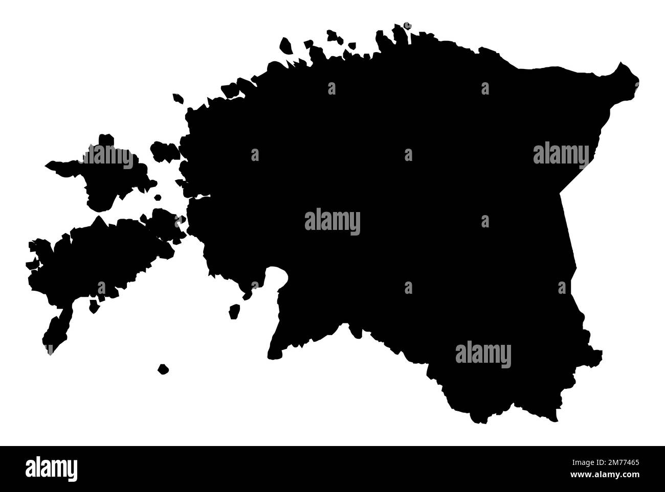 Outline silhouette map of Estonia over a white background Stock Photo