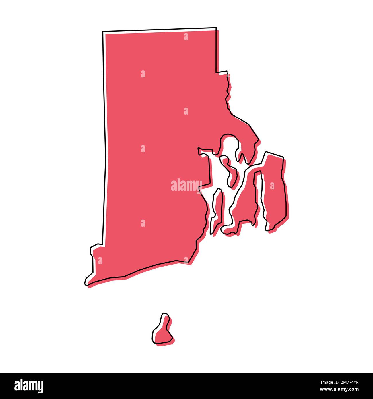 Rhode island map shape, united states of america. Flat concept symbol vector illustration . Stock Vector